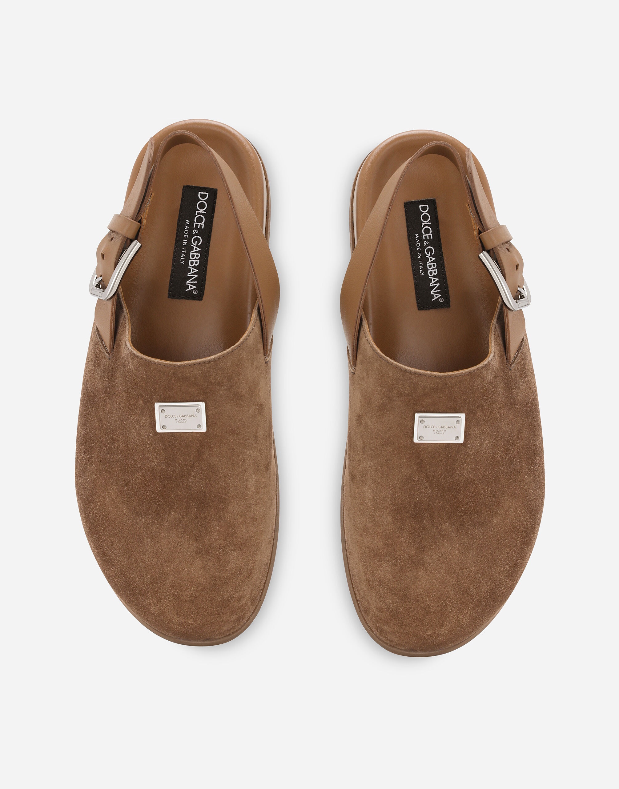 Suede mules with logo tag - 4