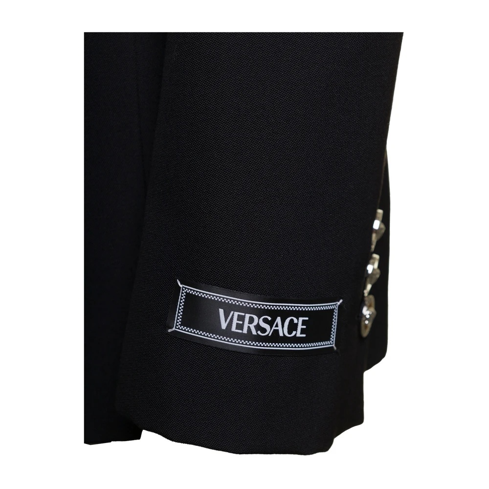 ジャケット VERSACE SS24 BLAZER MONOPETTO (1012080 1A067501B000) Wool-Blend Single-Breasted Boxy Blazer Black | VERSACE