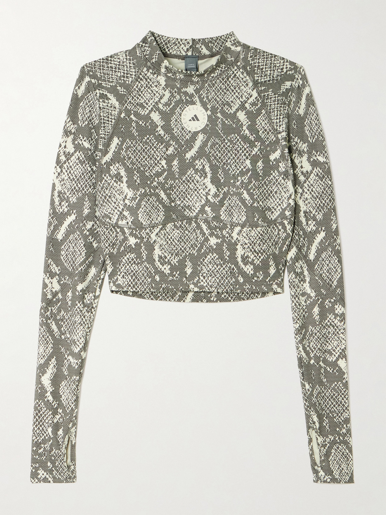 Cropped Snake-print Stretch Recycled Top - 1