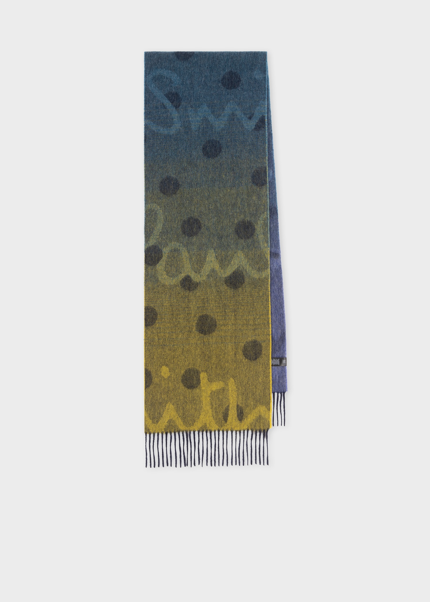 Navy Gradient Polka Lambswool-Cashmere Scarf - 1