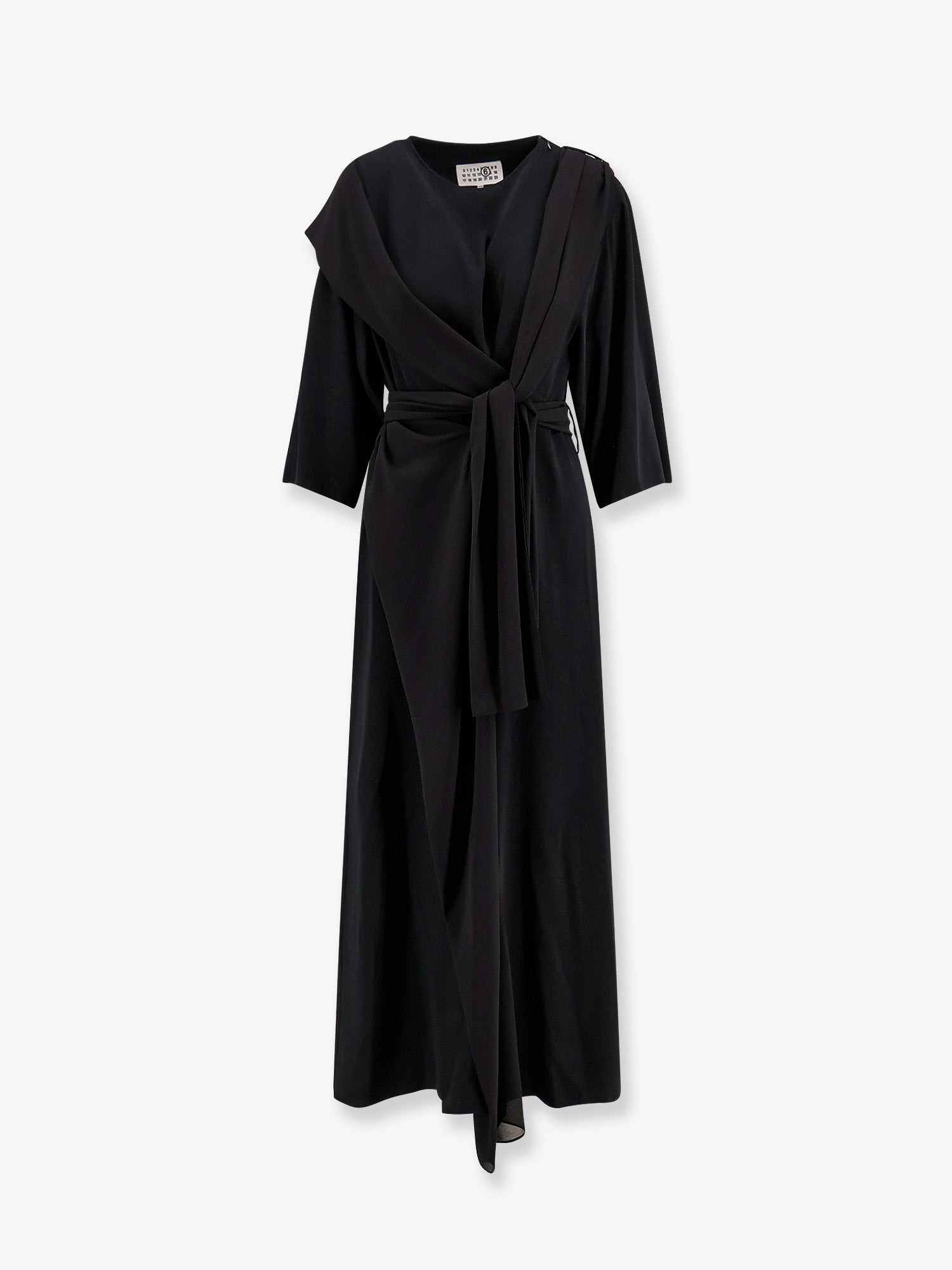 LONG JERSEY DRESS WITH SATIN INSERTS - 1