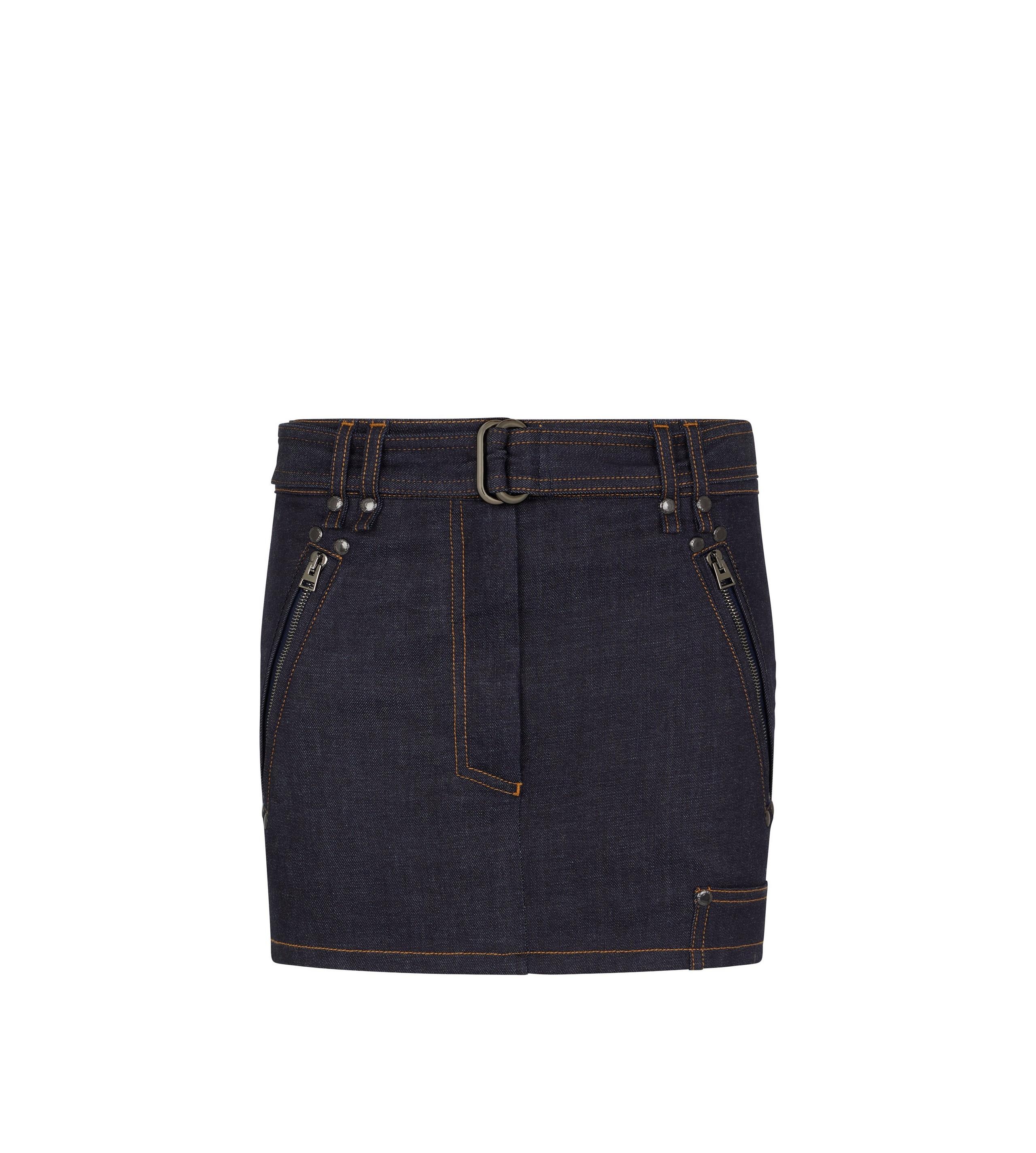 LIGHTWEIGHT DENIM BELTED MINI SKIRT - 1