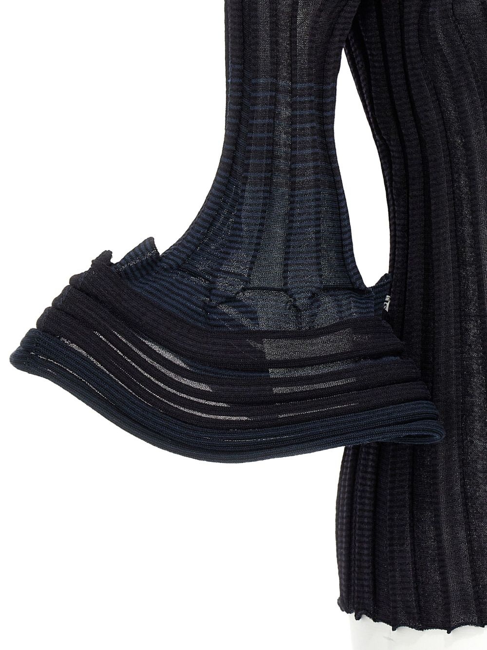 Asagao ribbed bell-sleeve jumper - 4