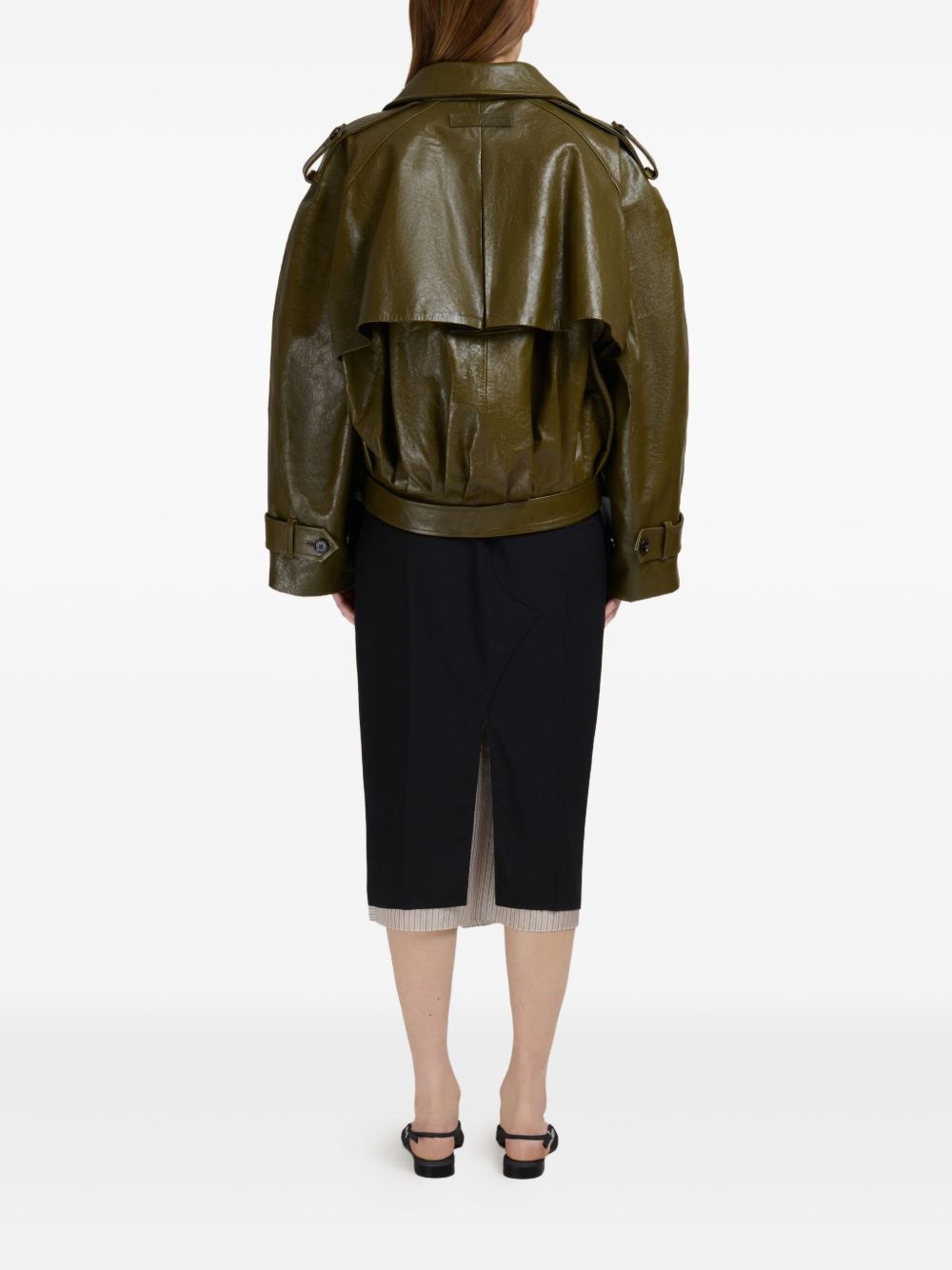 cropped leather jacket - 4