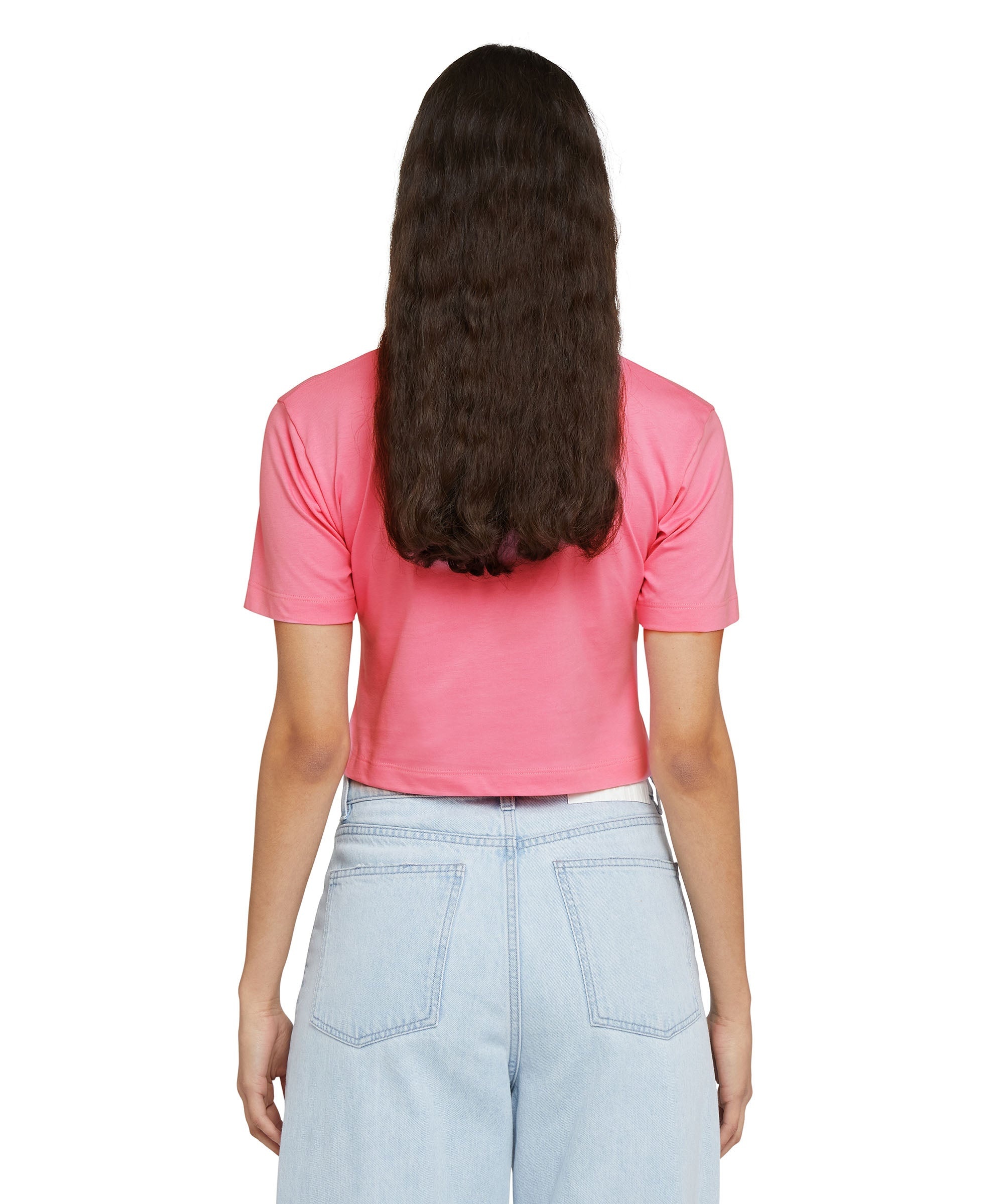 Tシャツ・カットソー MSGM COTTON CROPPED TOP MSGM - Black Cotton Cropped T-Shirt | Childrensalon Outlet