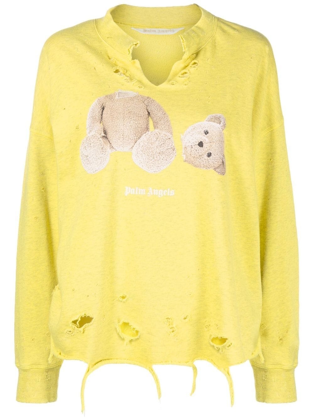 teddy-print distressed sweatshirt - 1