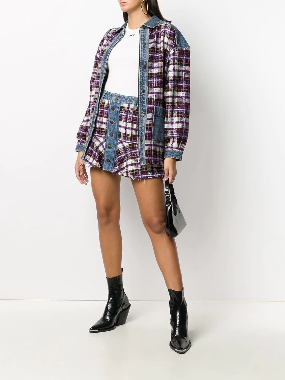 button-up panelled mini skirt - 2