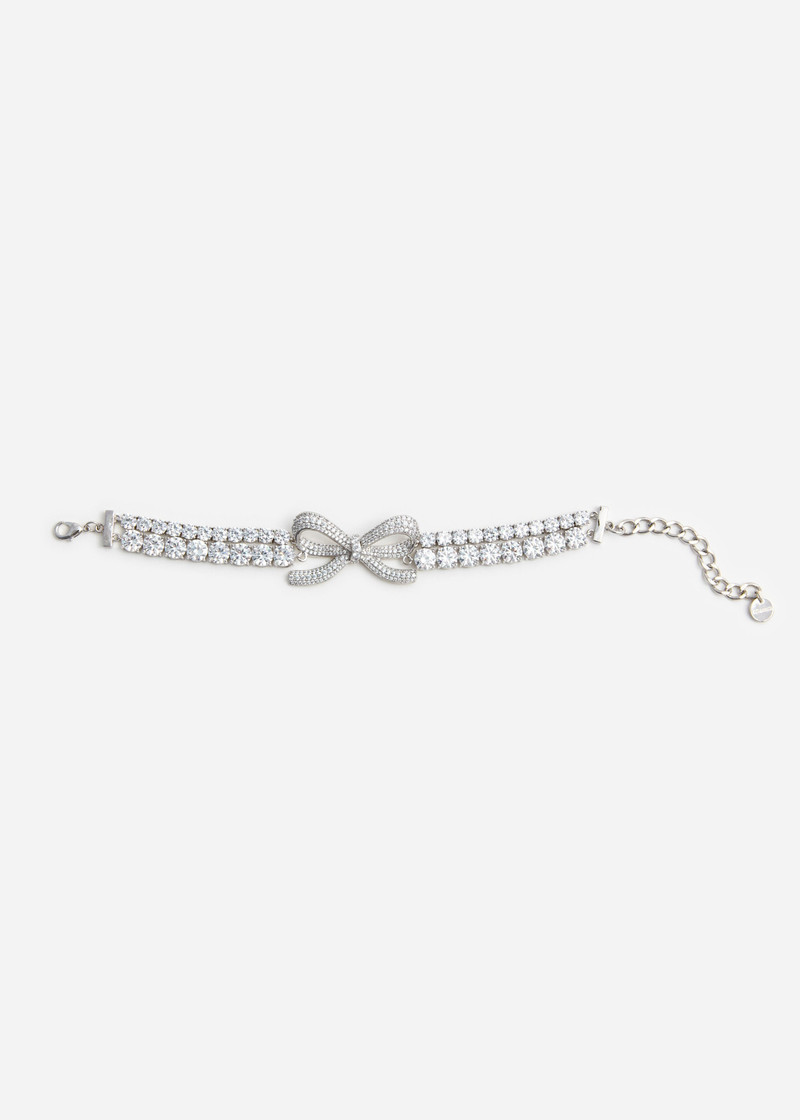 self-portrait Crystal Bow Double Tennis Bracelet outlook