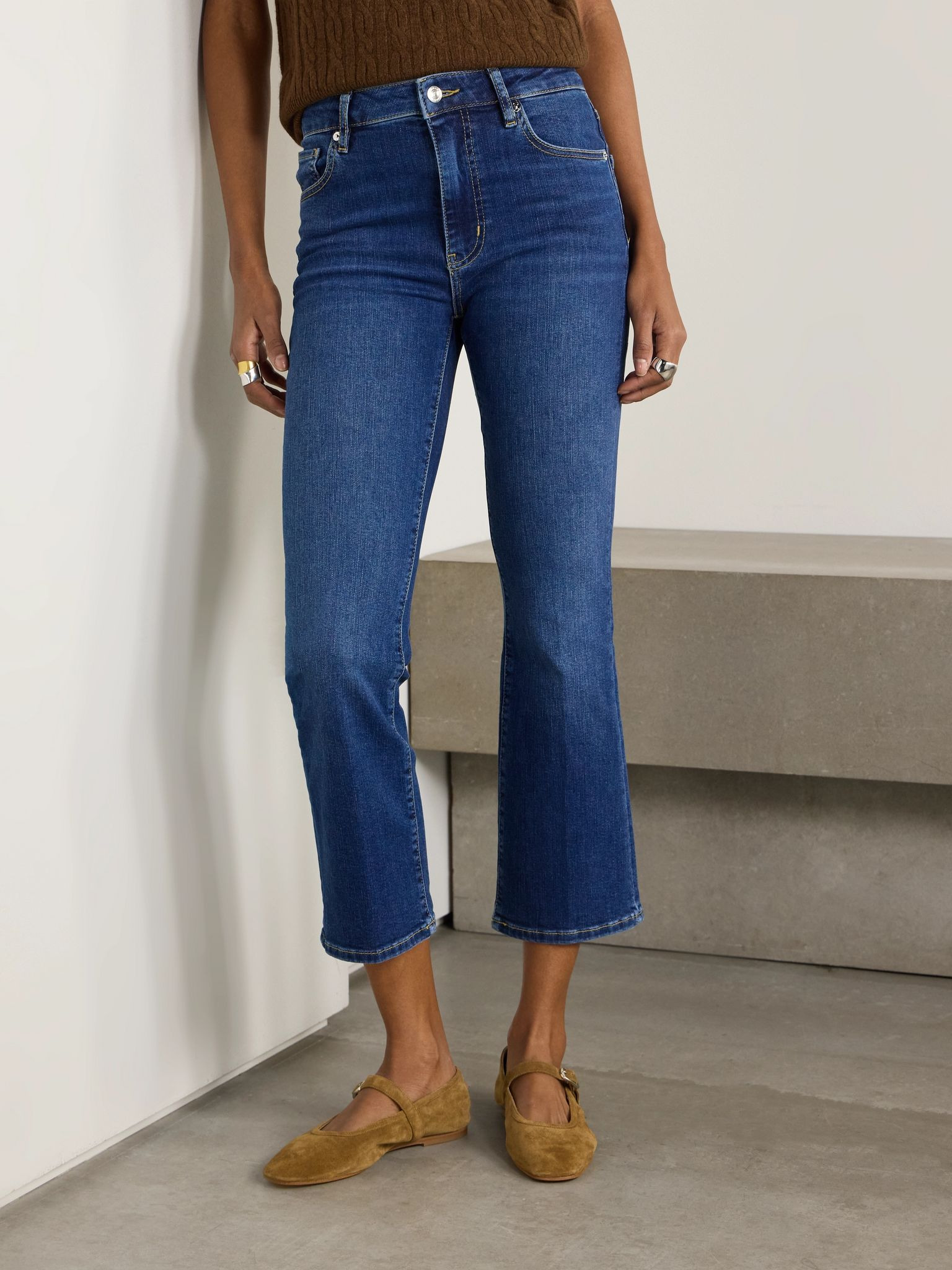 Reboot Crop stretch high-rise bootcut jeans Dark denim - 3