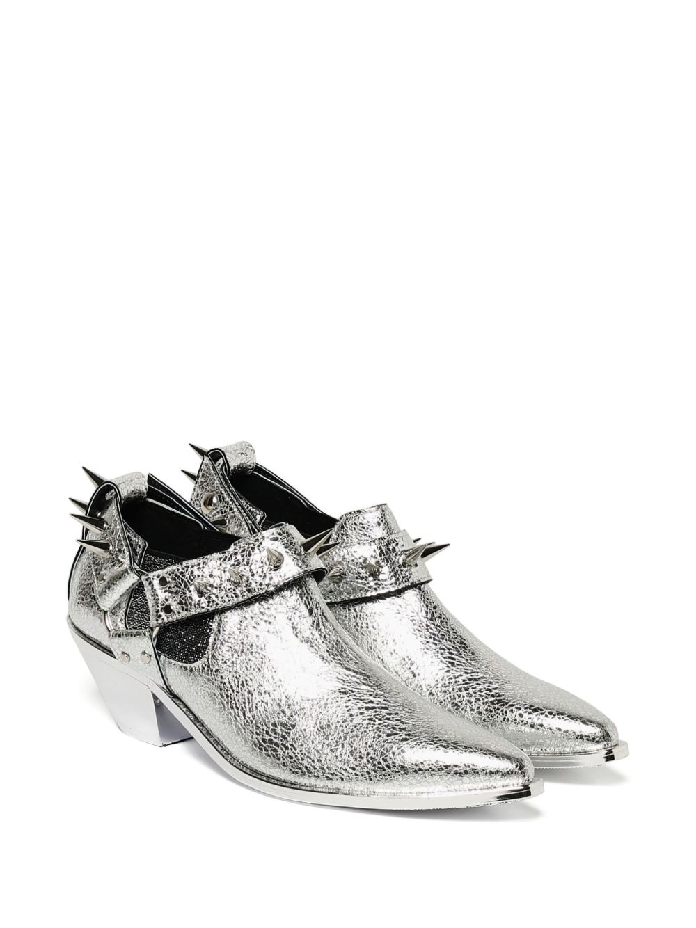 spike-studded leather boots - 2
