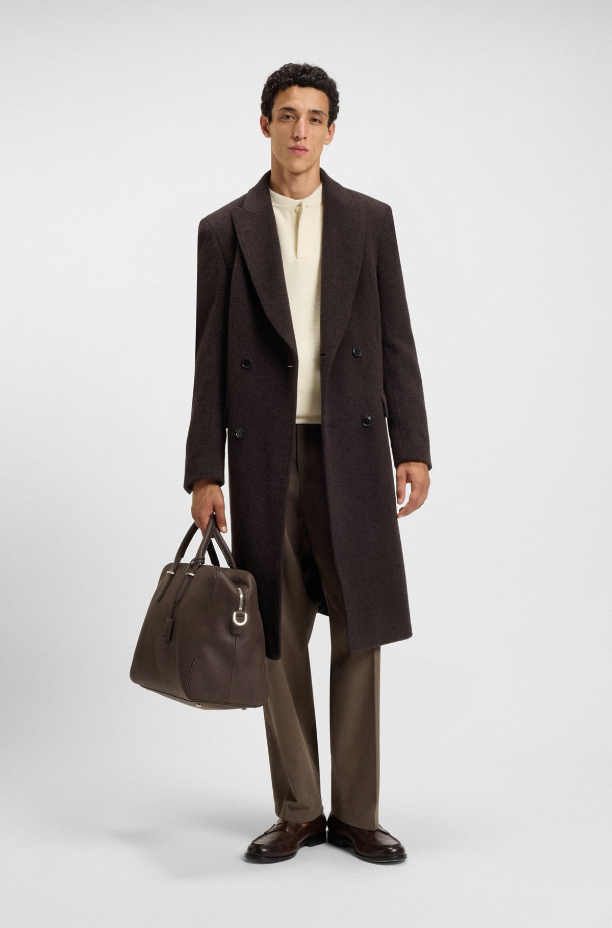 GRAINED-LEATHER HOLDALL WITH EMBOSSED LOGO - 3