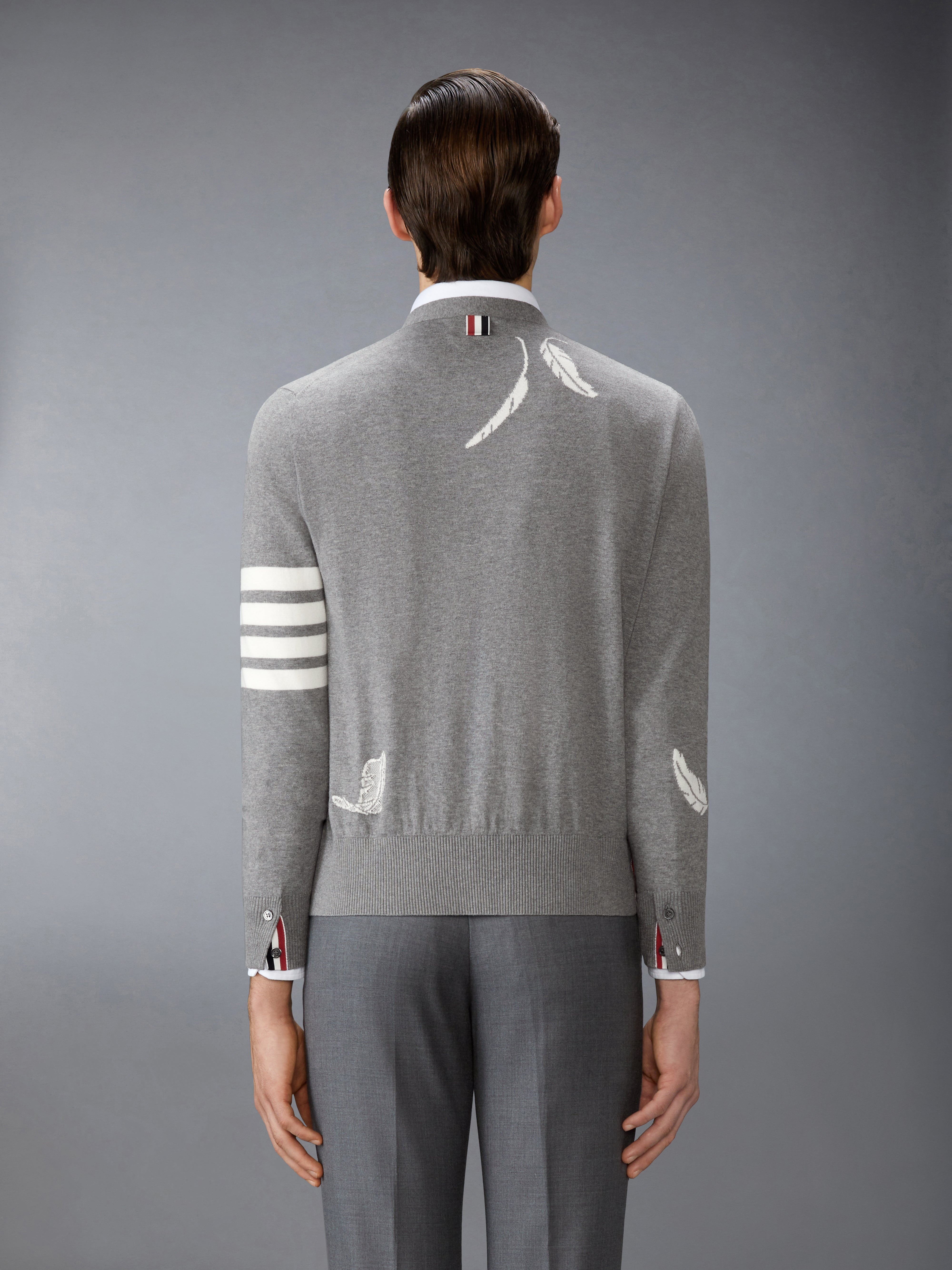 FEATHER INTARSIA 4-BAR CARDIGAN - 3