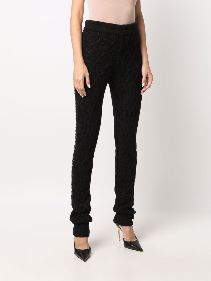 Cashmere Crystal cable-knit trousers 3