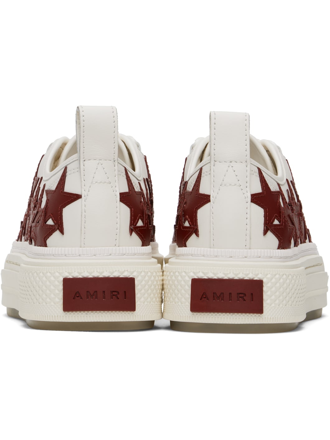 White & Burgundy Stars Court Low Sneakers - 2