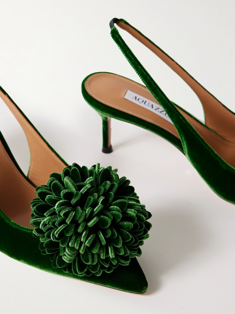 Couturier 65 Pompom-embellished Velvet Slingback Pumps 4