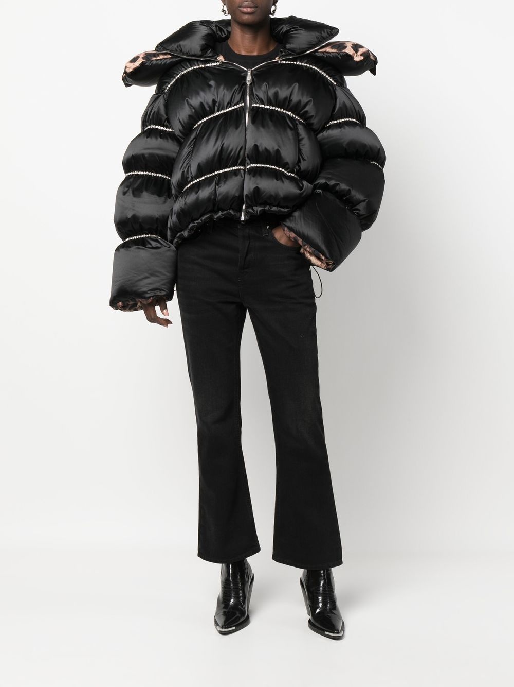 Flame embellished oversized puffer jacket - 2