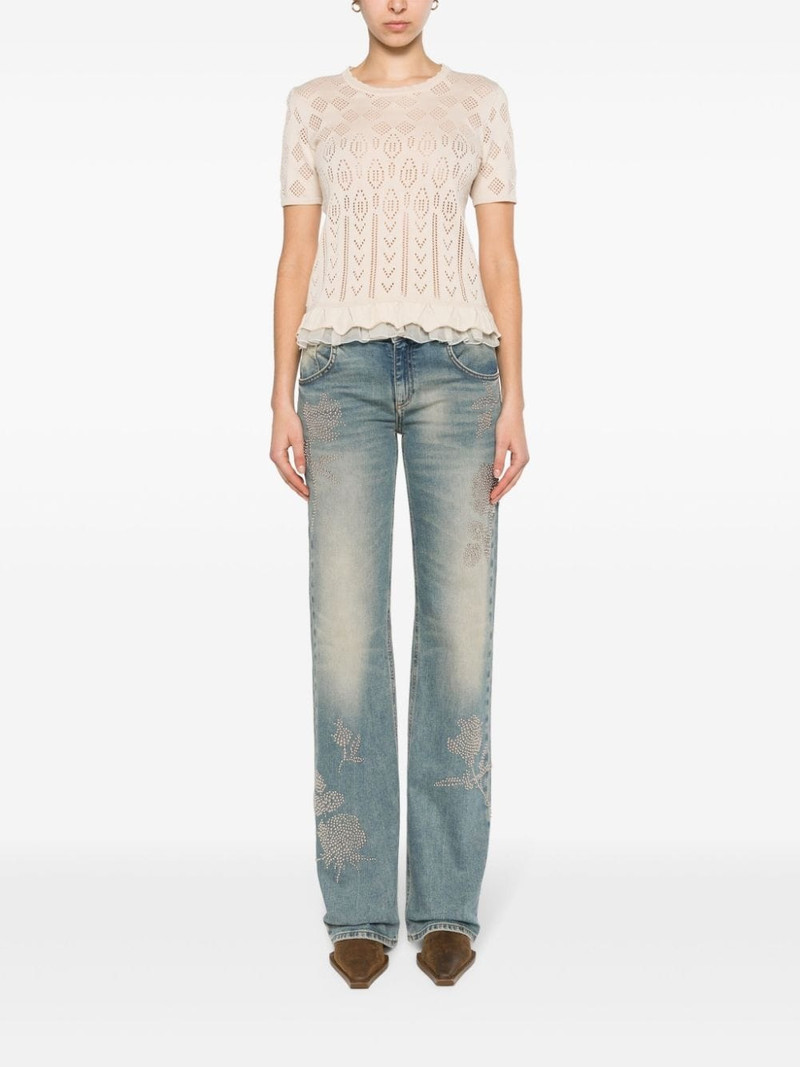 Moschino ruffle-hem pointelle-knit top outlook