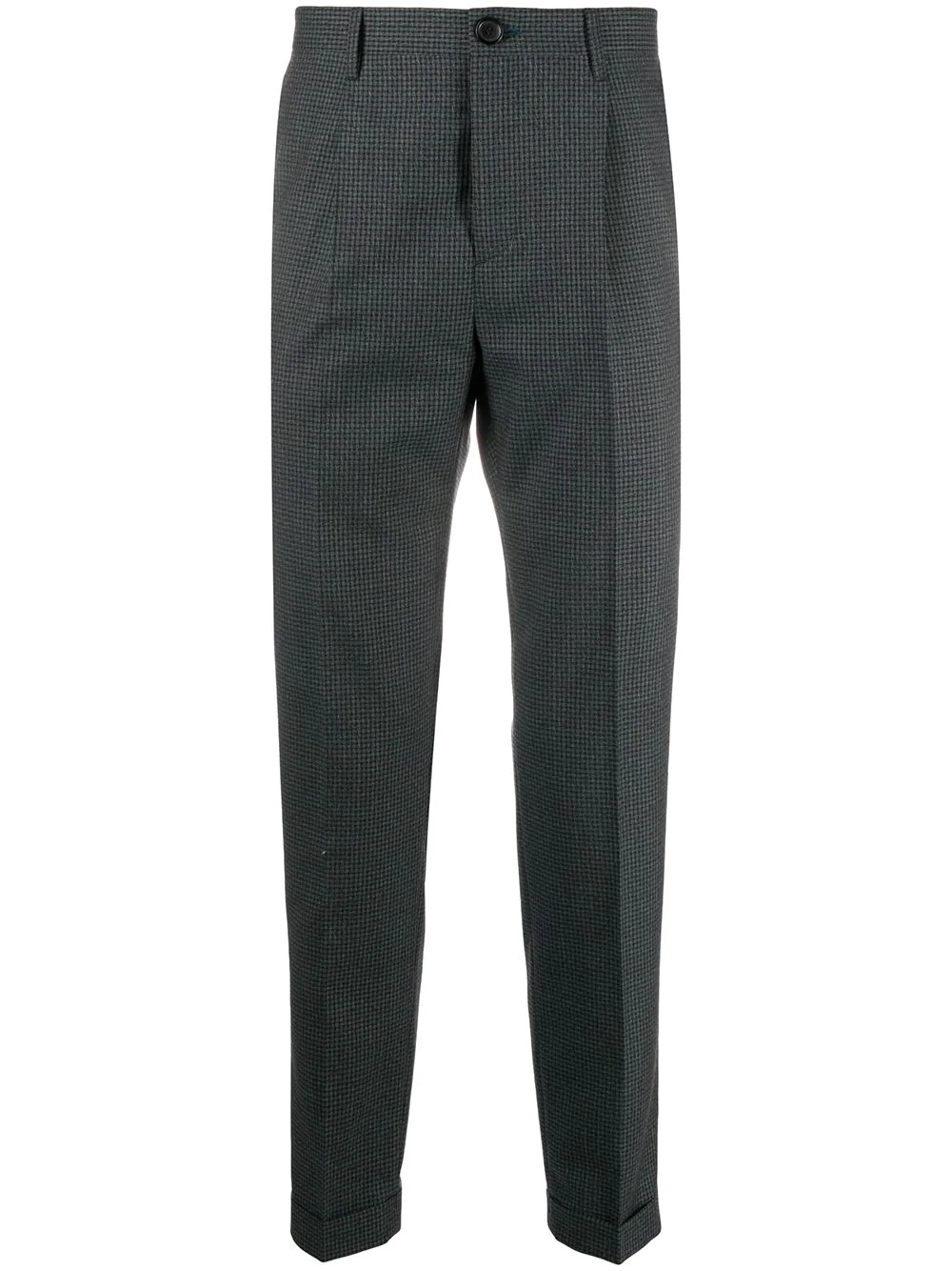 fine check pattern slim-fit trousers - 1