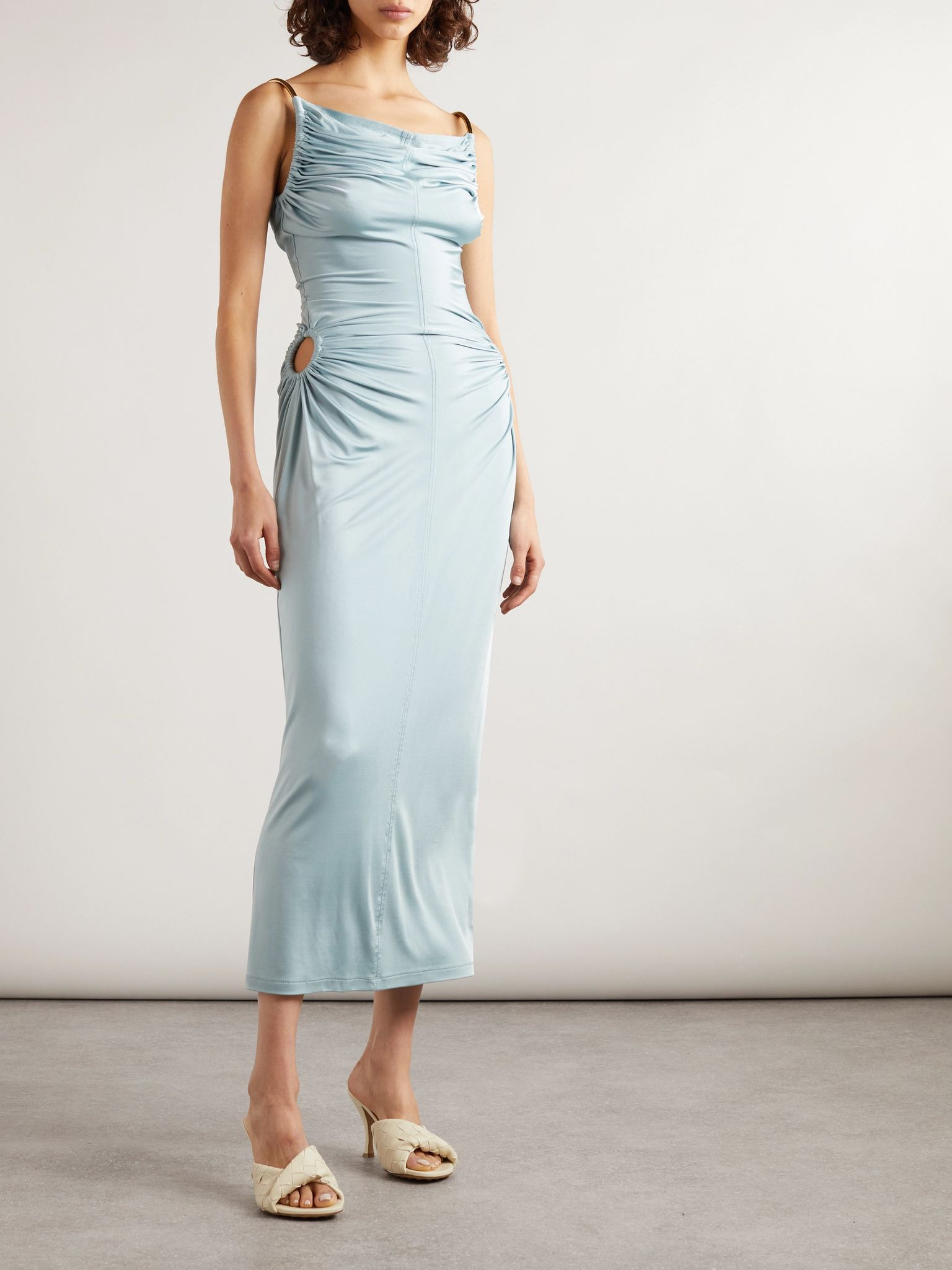 Cutout crepe midi dress Light blue - 2