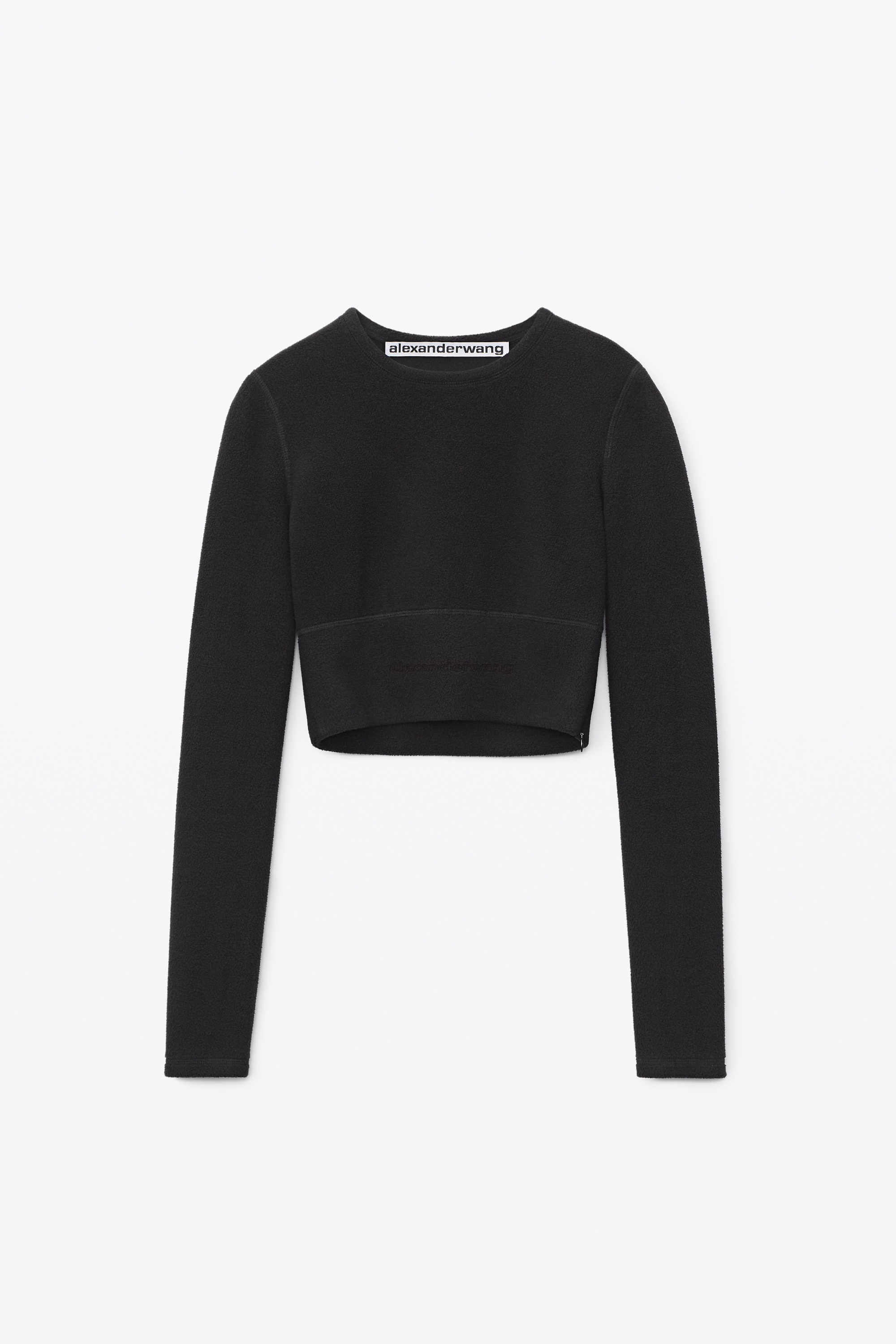 LONG-SLEEVE CREWNECK TOP IN STRETCH KNIT - 1