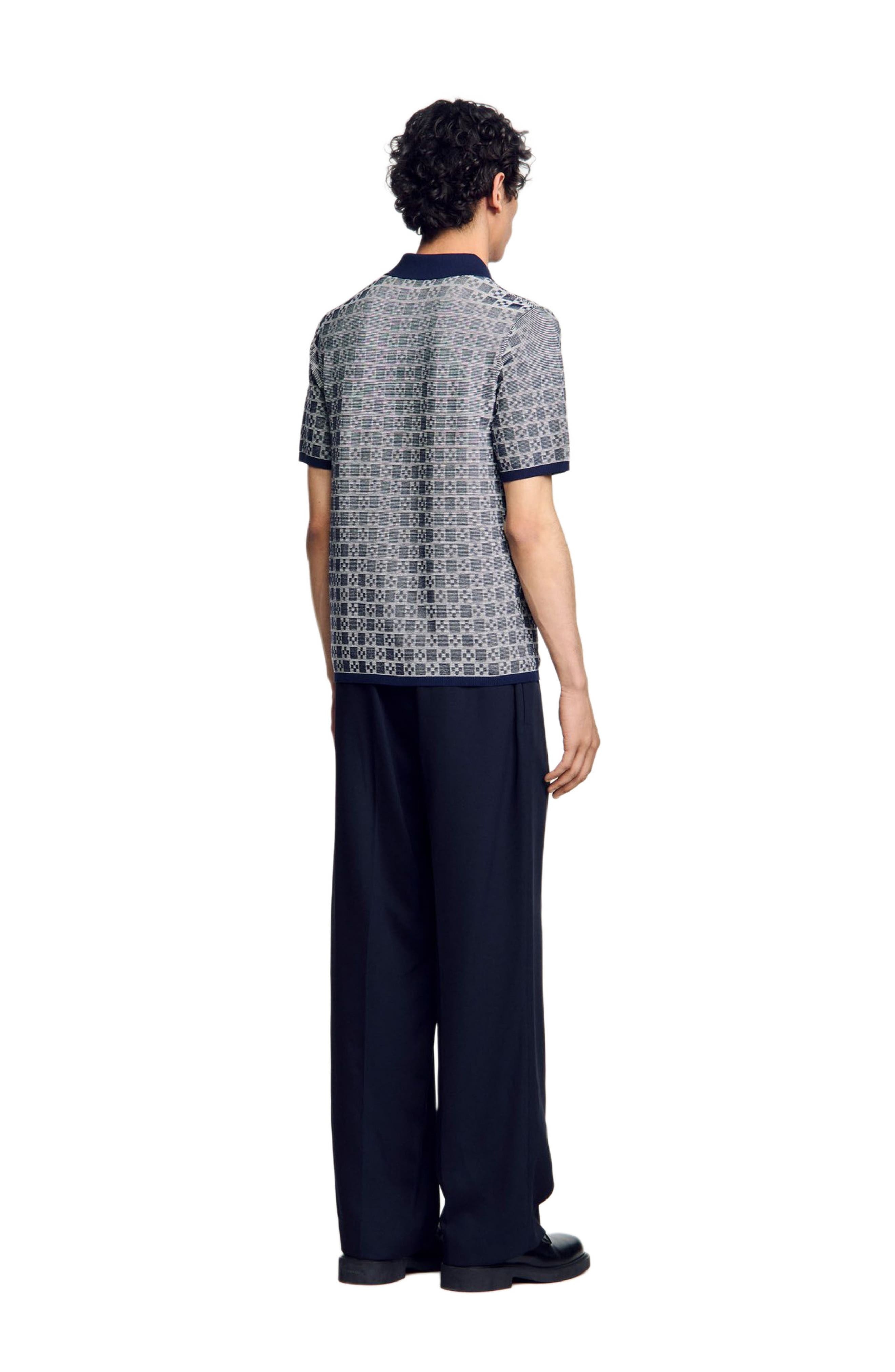 SANDRO Square Cross polo shirt in Navy Blue at Nordstrom - 2