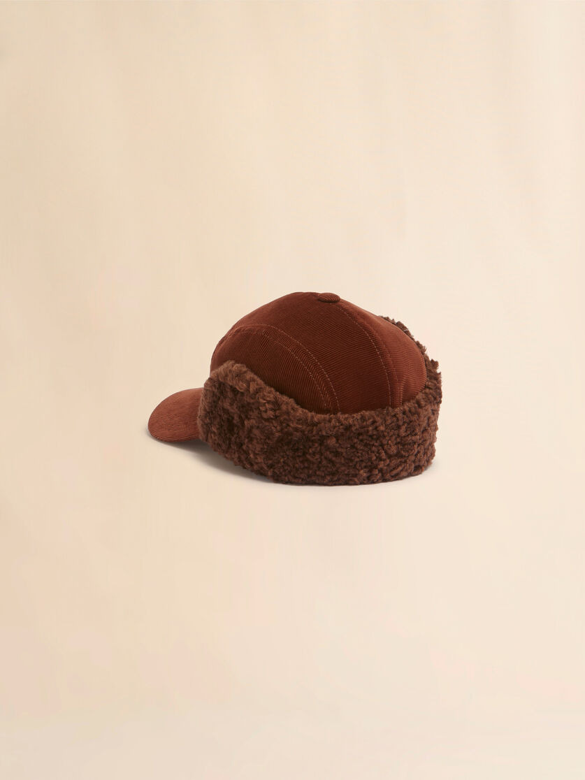 BROWN CORDUROY AVIATOR BASEBALL CAP - 3