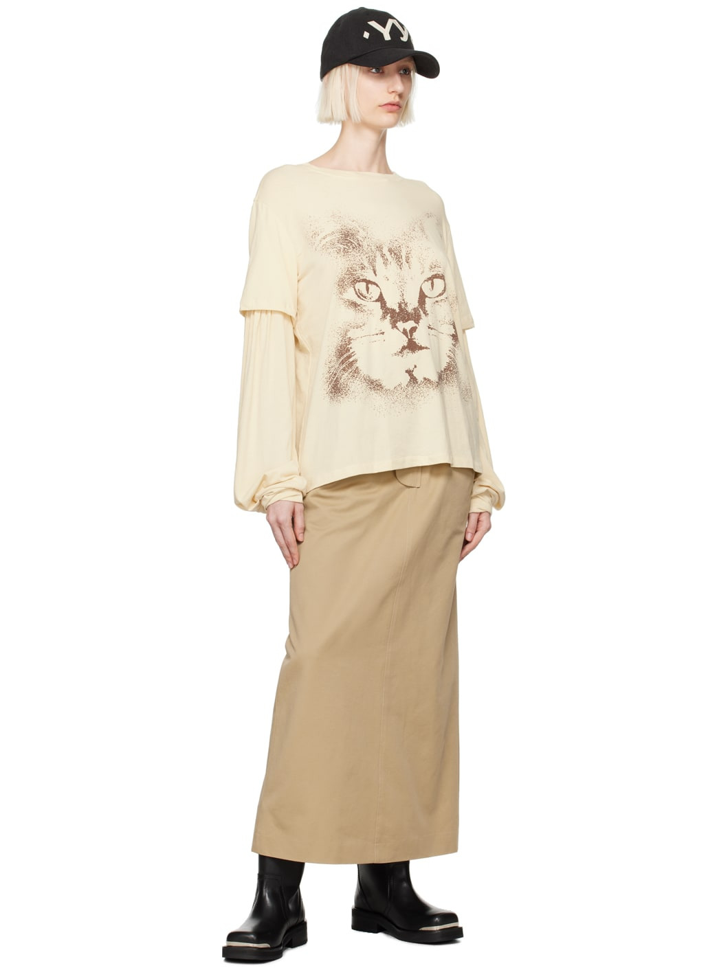Beige Fly Out Maxi Skirt - 4