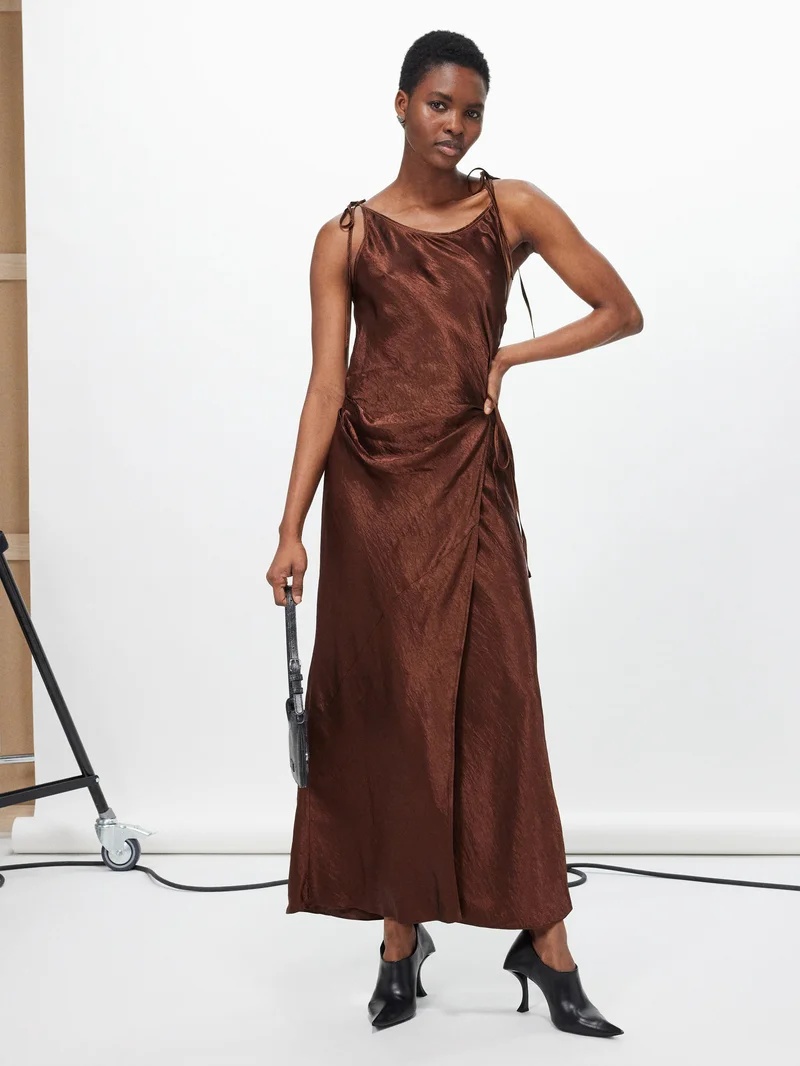 Acne Studios Dayla textured-satin maxi dress matchesfashion