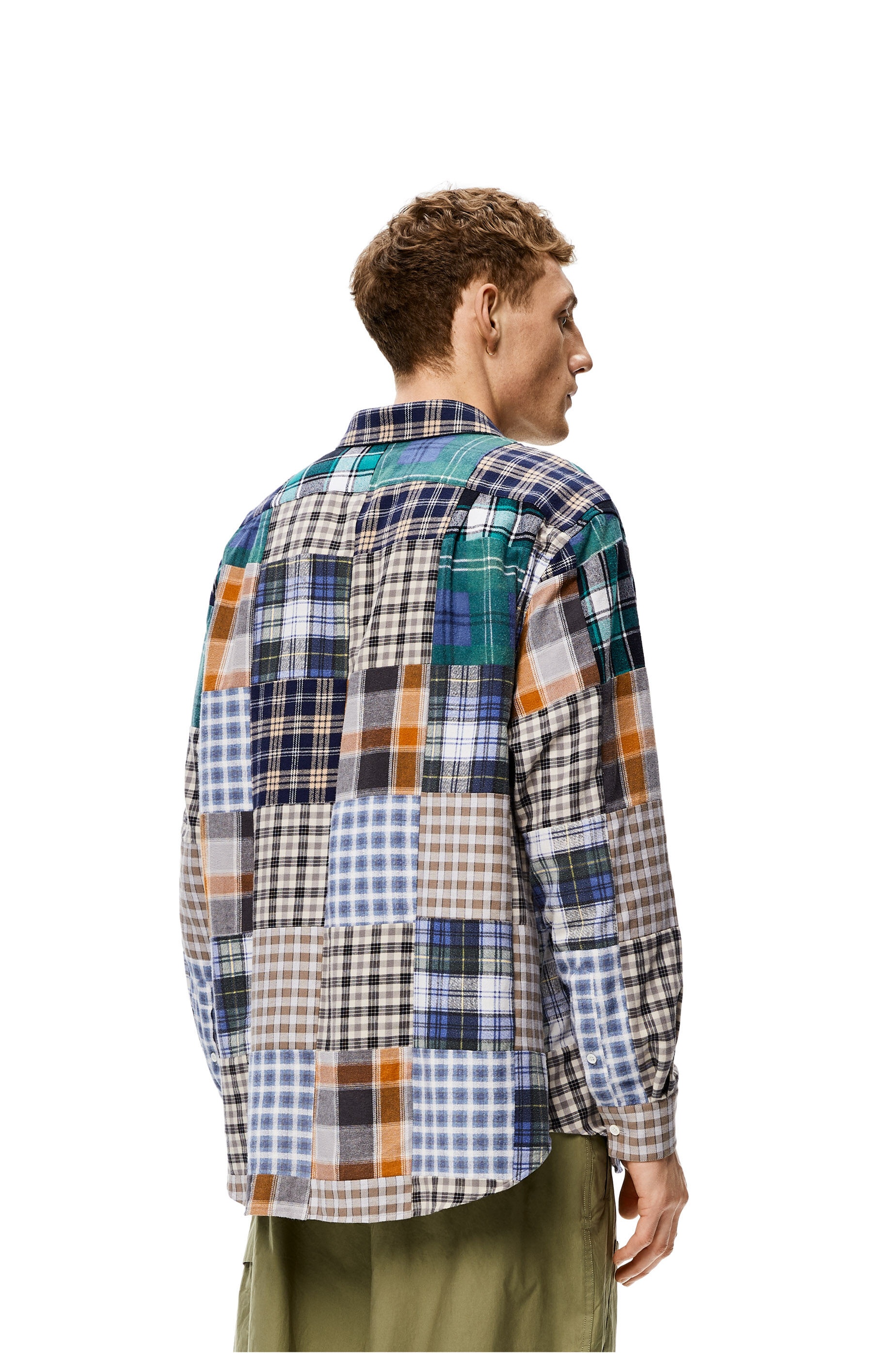 Patchwork flannel overshirt in upcycled cotton - 4