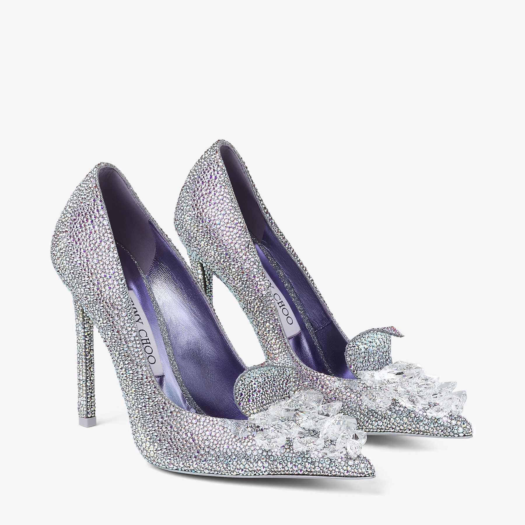 Crystal Slipper 110
Iridescent Crystal Pointed-Toe Pumps with Hearts - 3