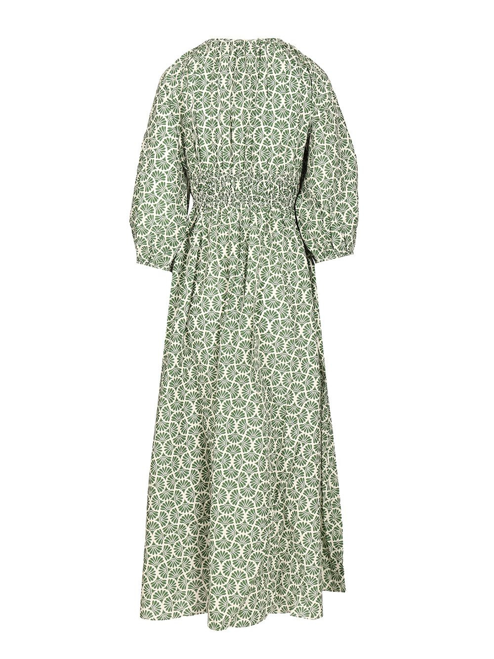 Shirred Plunge Button Dress Dresses Green - 2