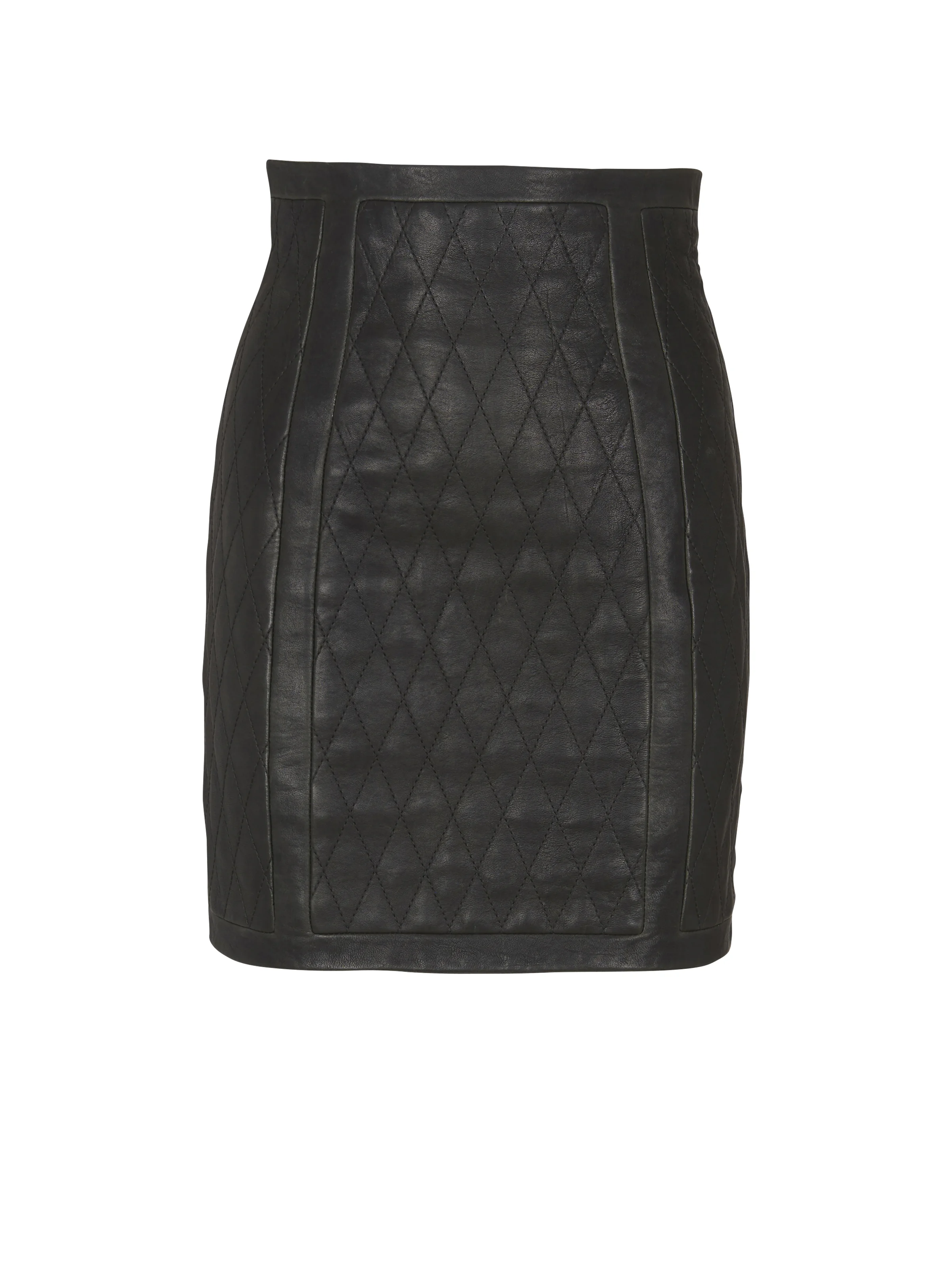 Quilted lambskin skirt with diamond motif - 1