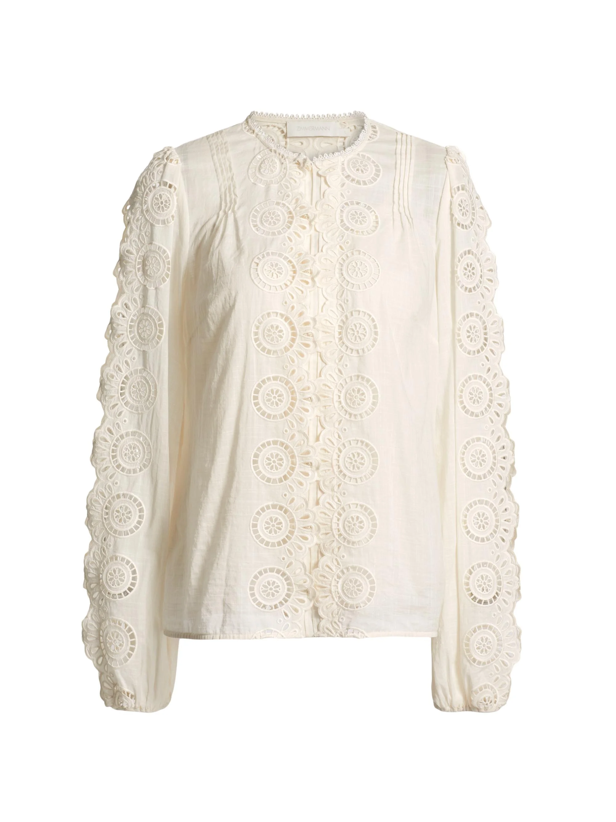 Women's Lucky Embroidered Cotton Blouse - Ivory - 1