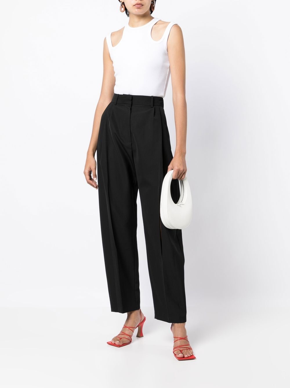 high-waisted slit tapered trousers - 2