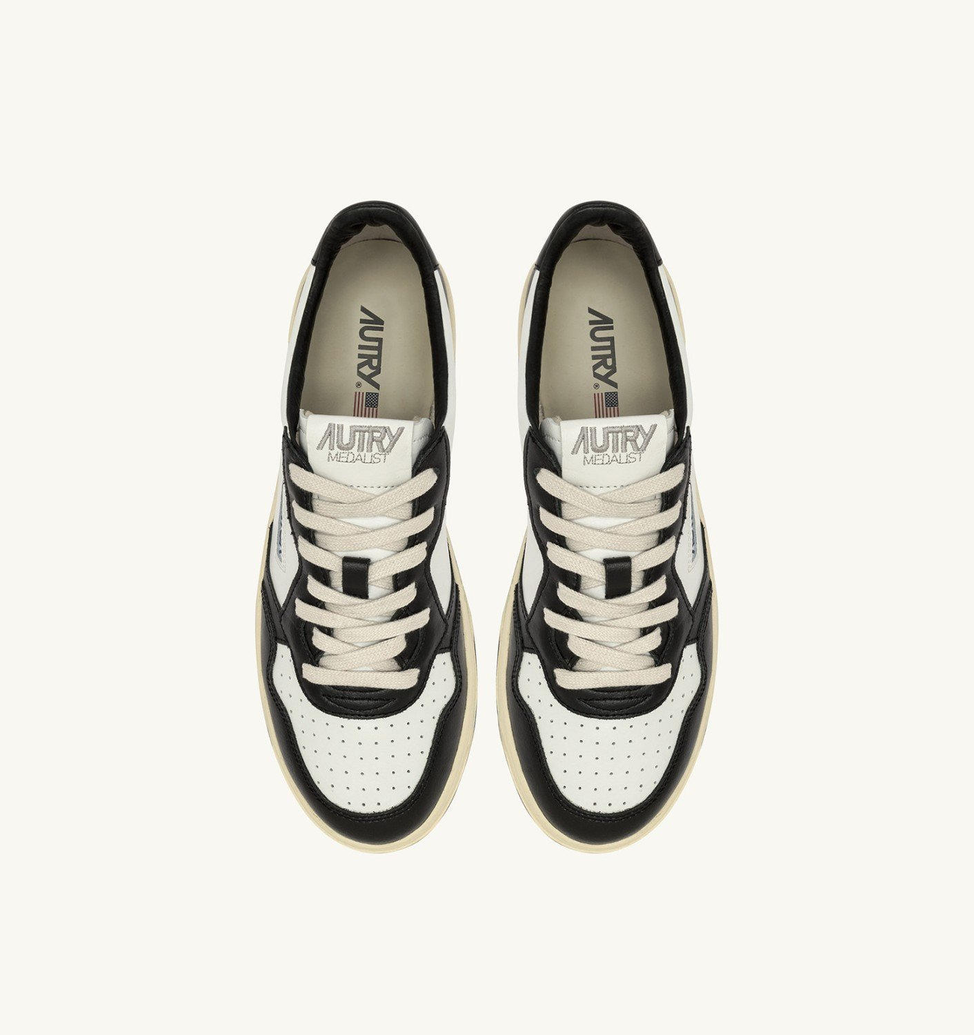 MEDALIST LOW SNEAKERS IN WHITE AND BLACK LEATHER WITH LETTERING - 5