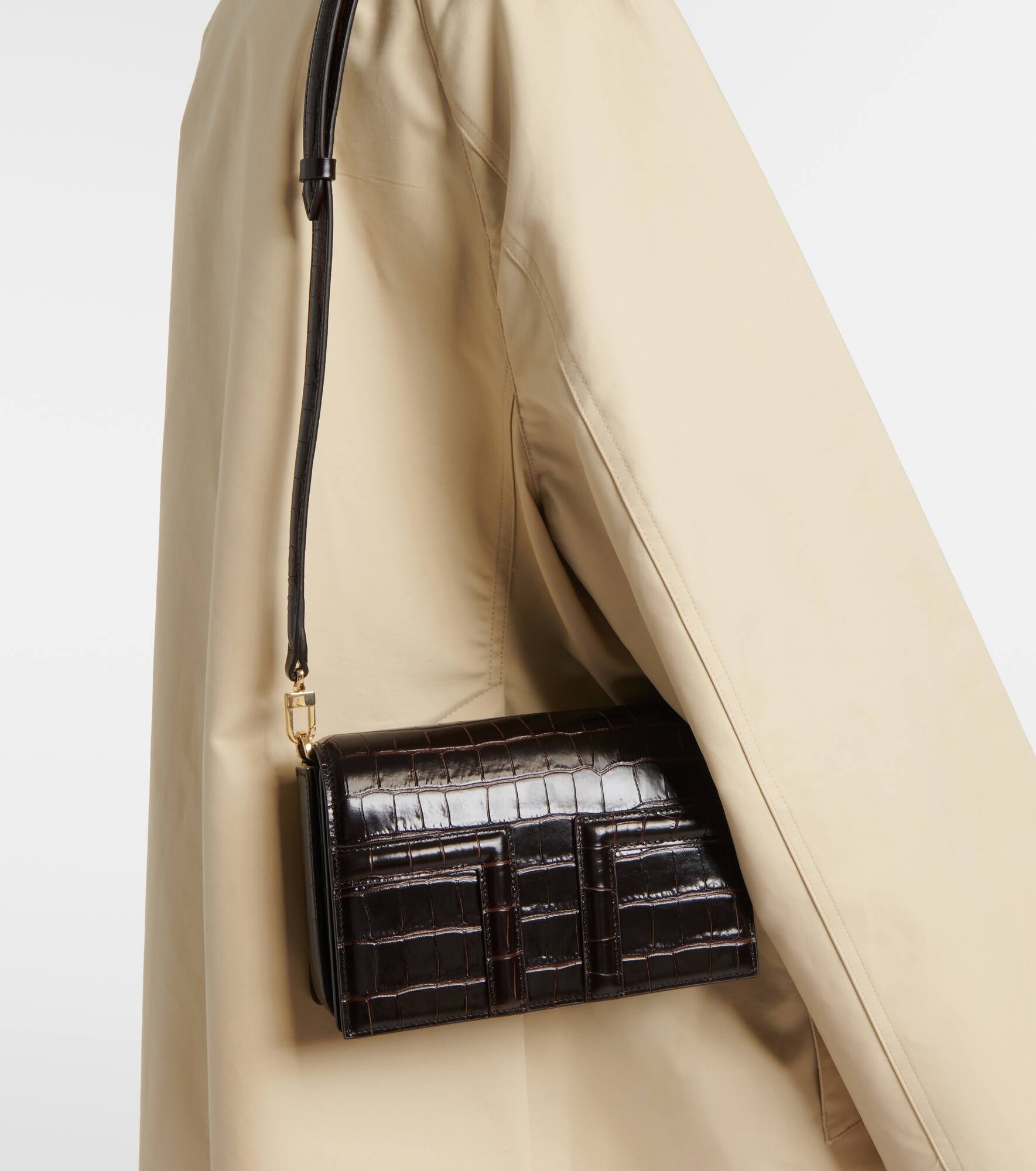 T-Flap Mini croc-effect tote bag - 2