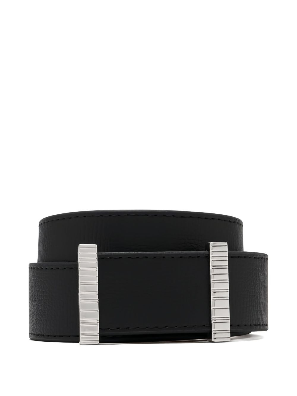 ribbed-buckle leather belt - 1