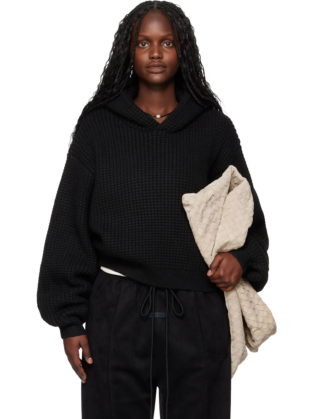 Black Holiday Heavy Waffle 90s Hoodie - 1