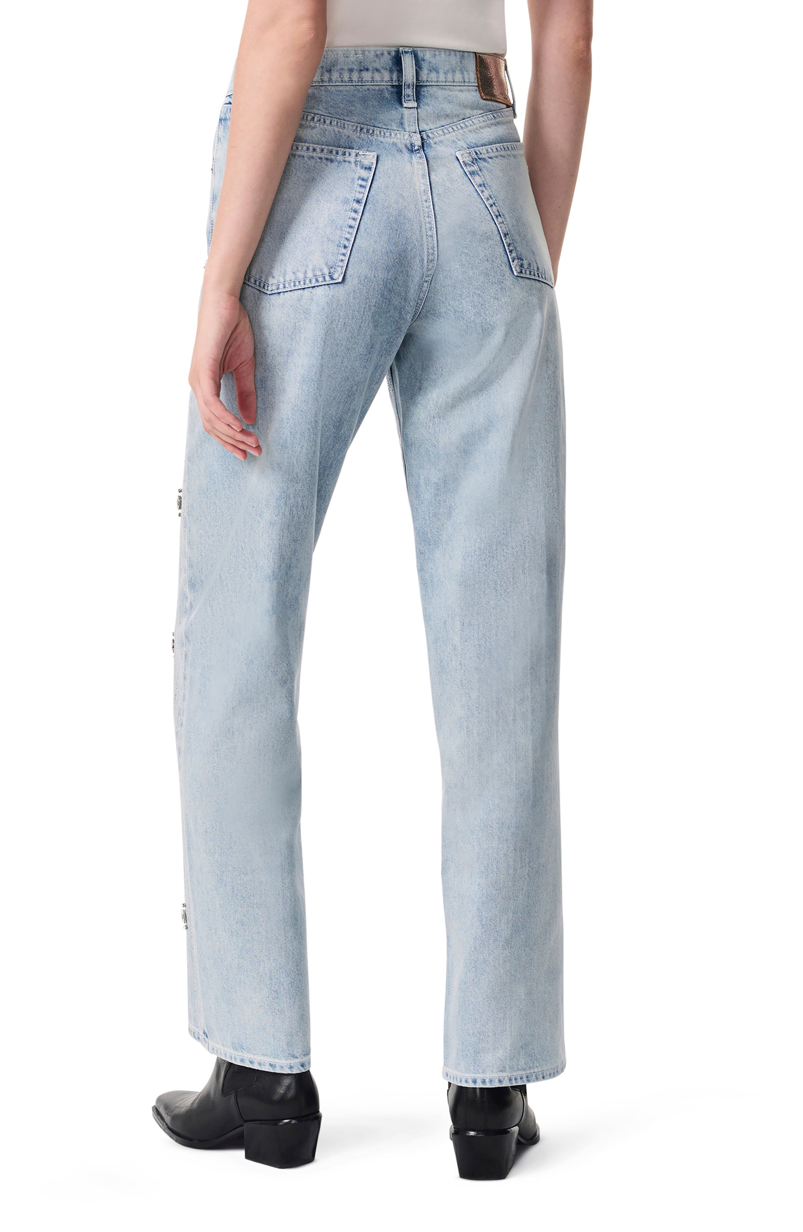 rag & bone Rhinestone High Waist Straight Leg Jeans in Aljwl at Nordstrom - 2