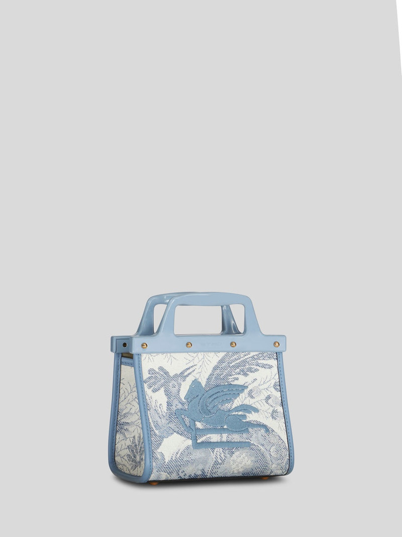 SMALL DENIM JACQUARD LOVE TROTTER BAG 5