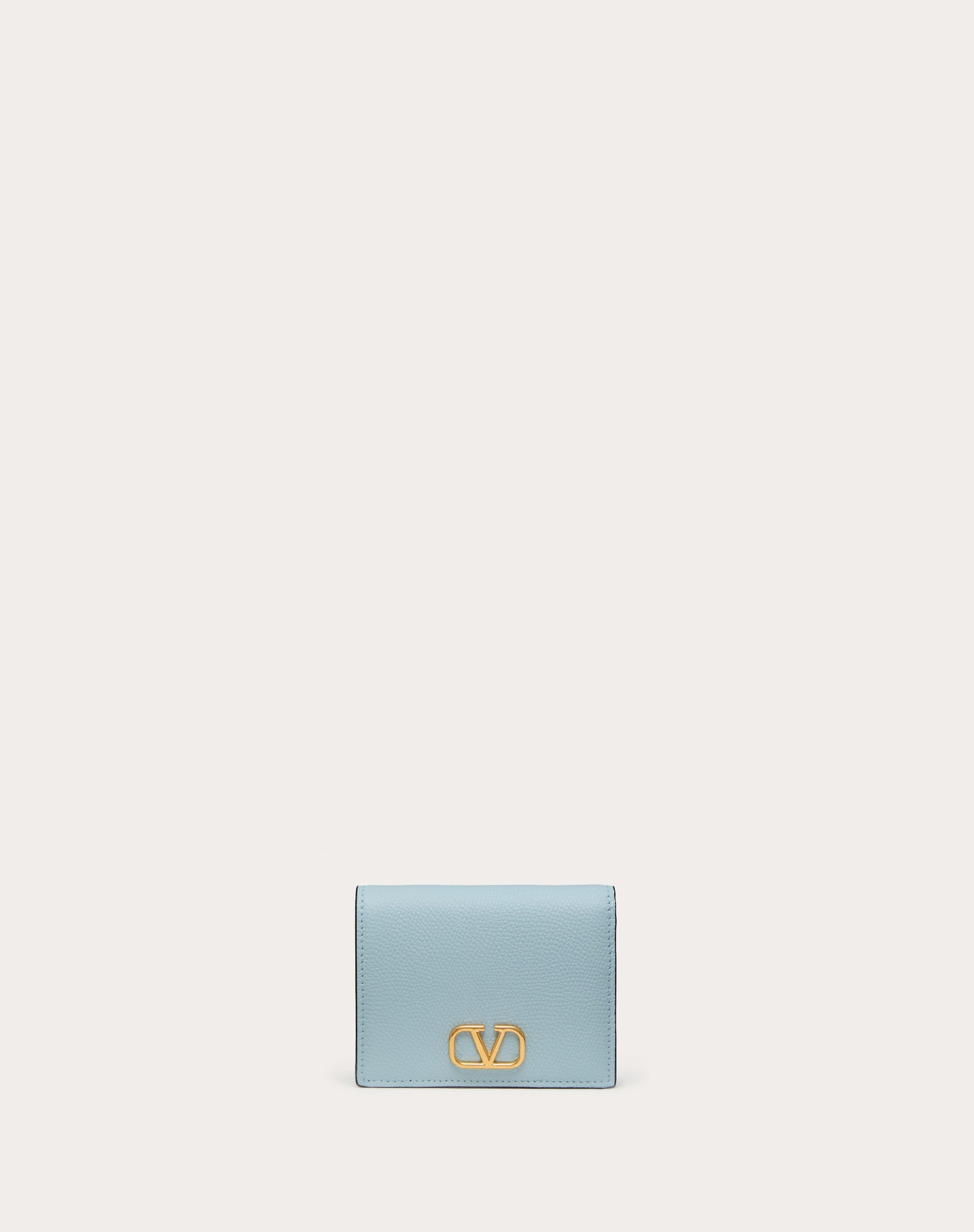 COMPACT VLOGO SIGNATURE GRAINY CALFSKIN WALLET - 1