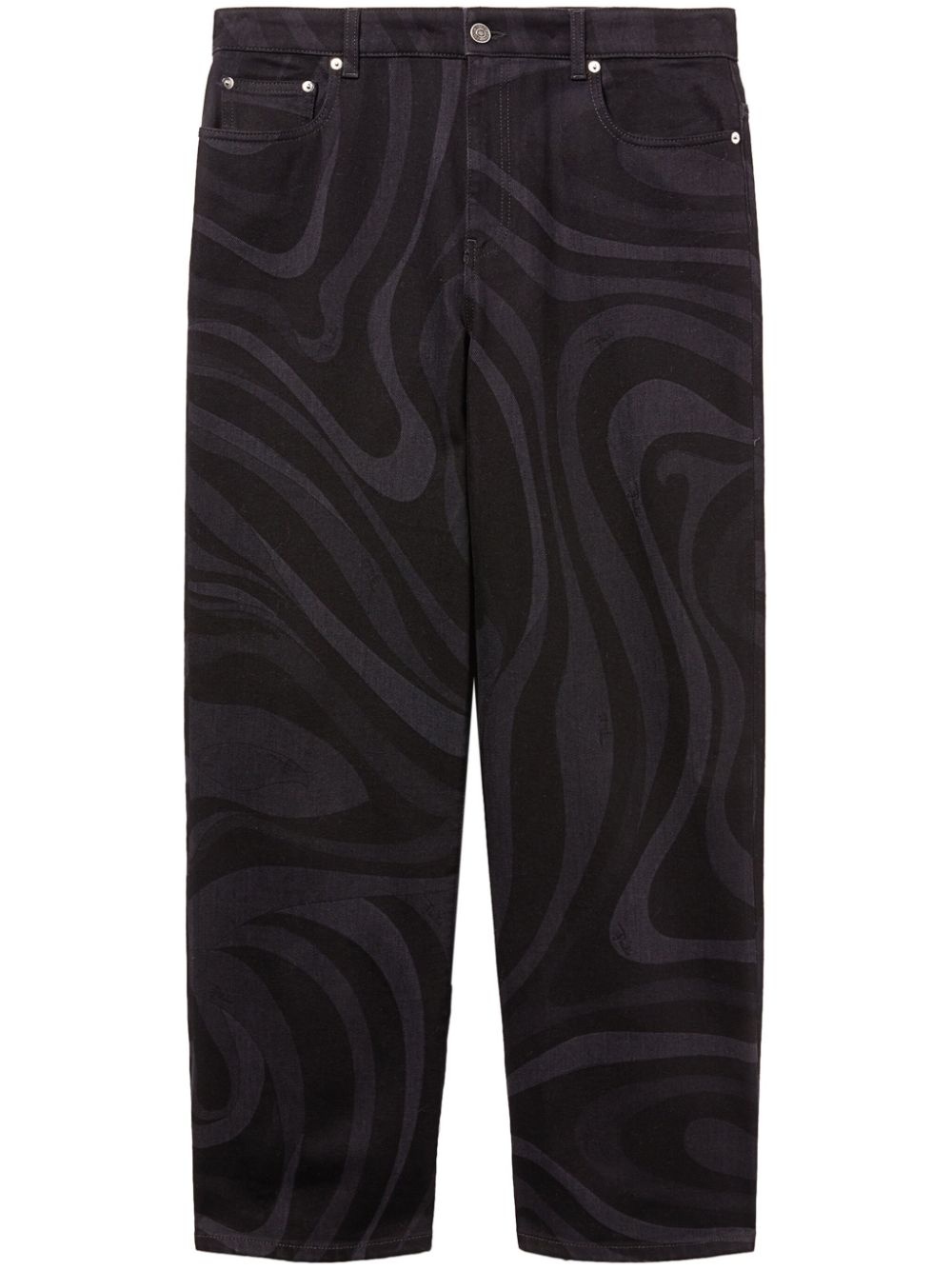 Marmo-print denim straight-leg trouser - 1