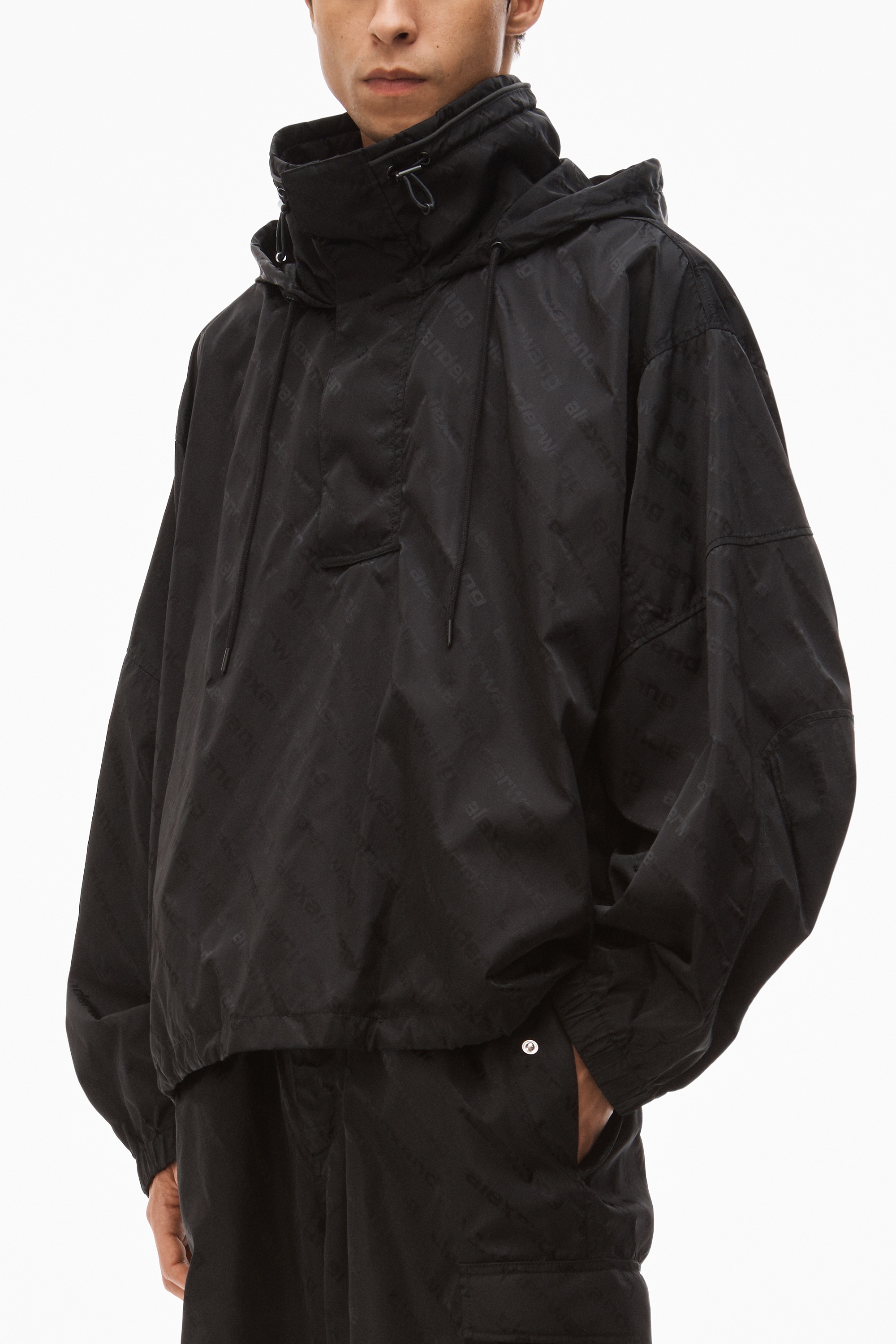 Alexander Wang HALF ZIP TRACK JACKET IN JACQUARD NYLON