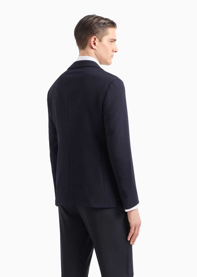 Single-breasted jacket in a chevron jacquard stretch-wool blend 3