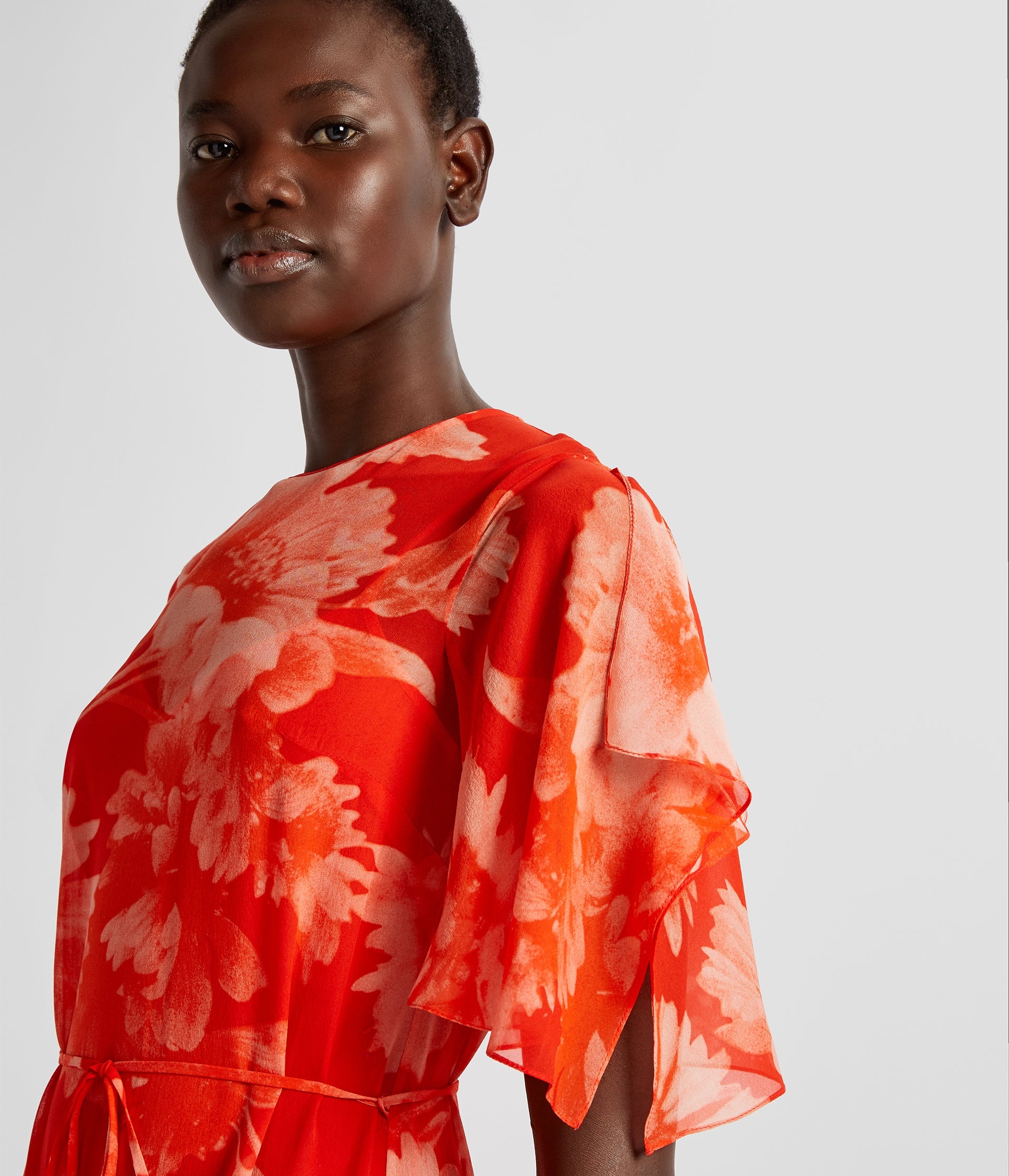 SHORT SLEEVE ASYMMETRIC MIDI DRESS - 5