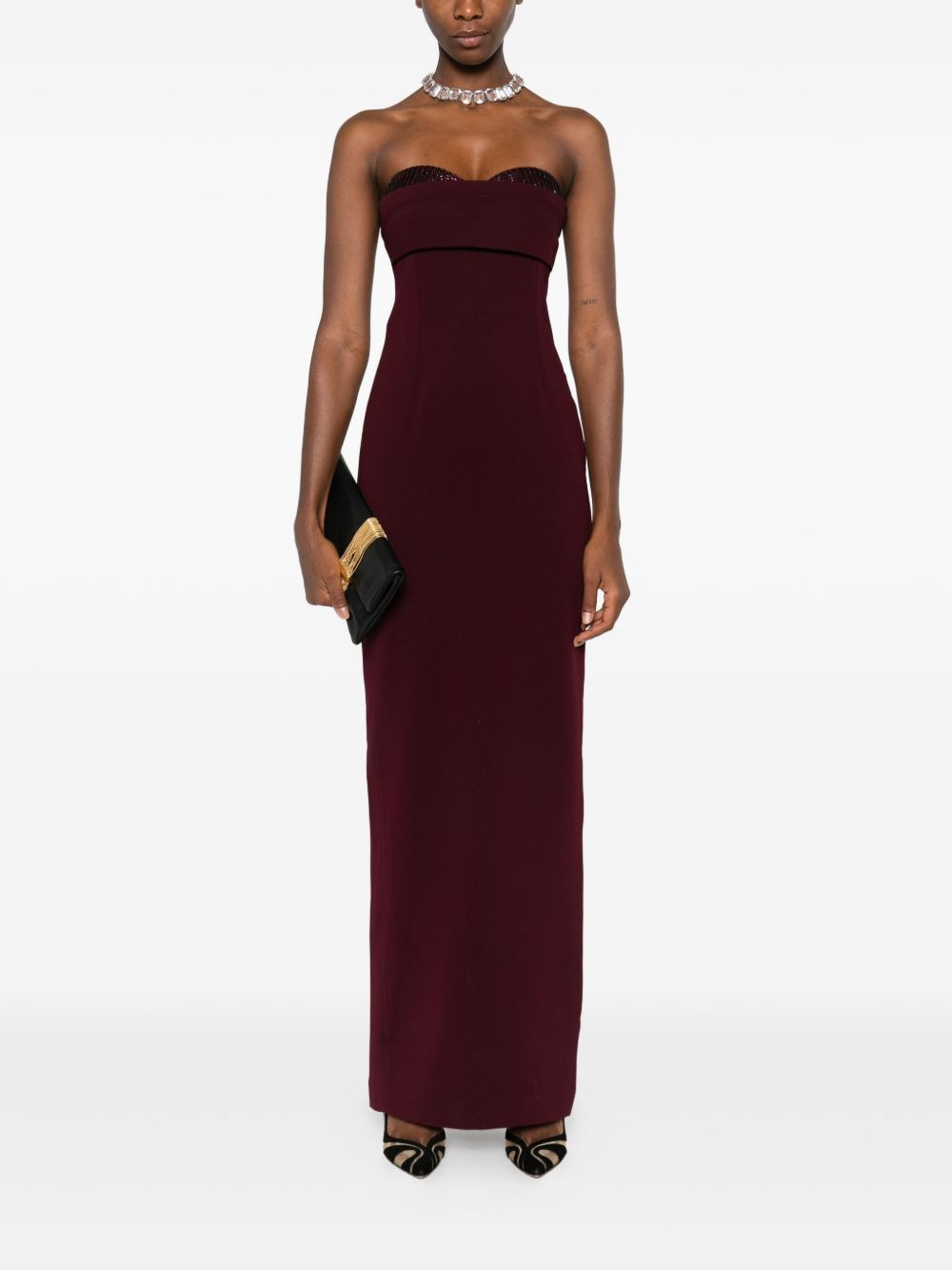 sequin-embellished strapless dress - 2