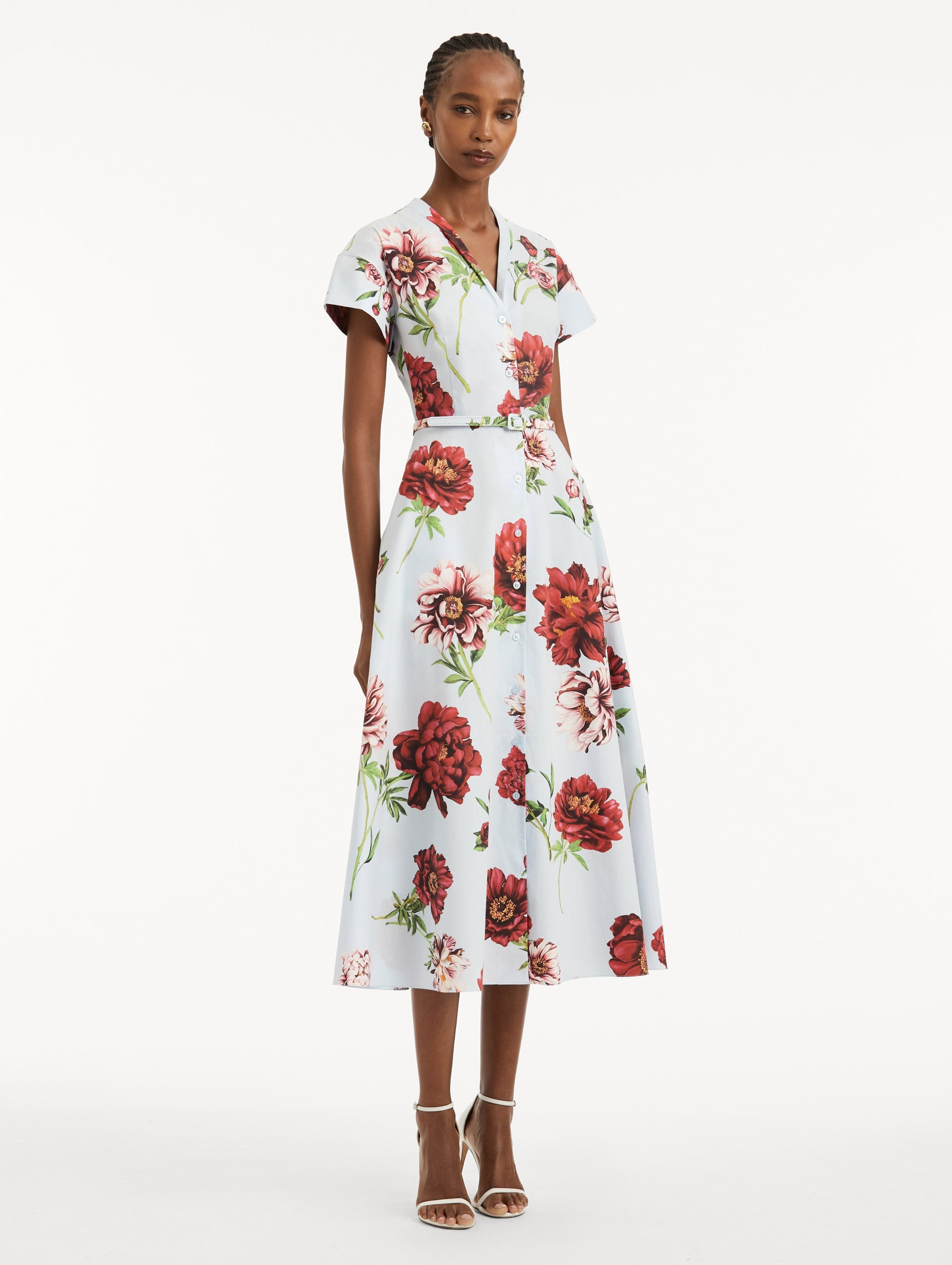 PEONY COTTON POPLIN SHORT SLEEVE DRESS - 4