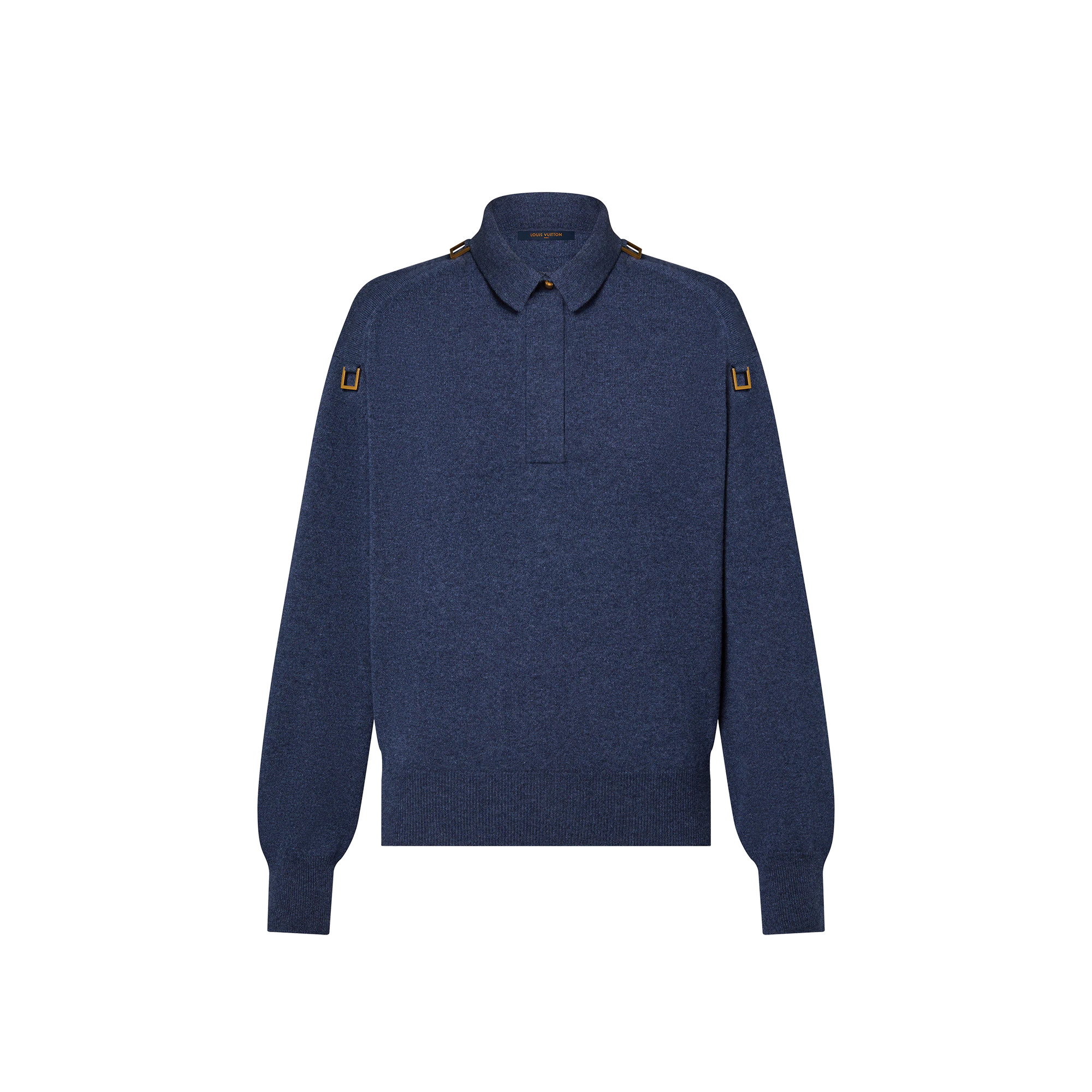 D-Ring Detail Cashmere Polo Pullover - 1