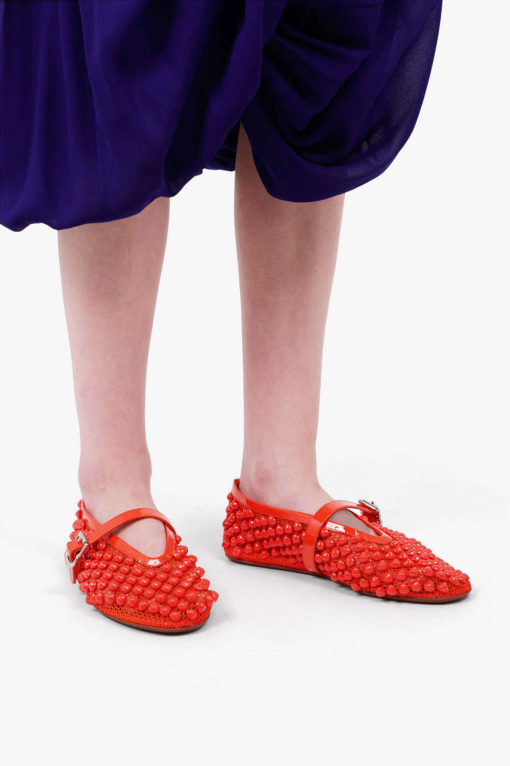 STUD FISHNET MESH BALLET FLAT | ORANGE - 5