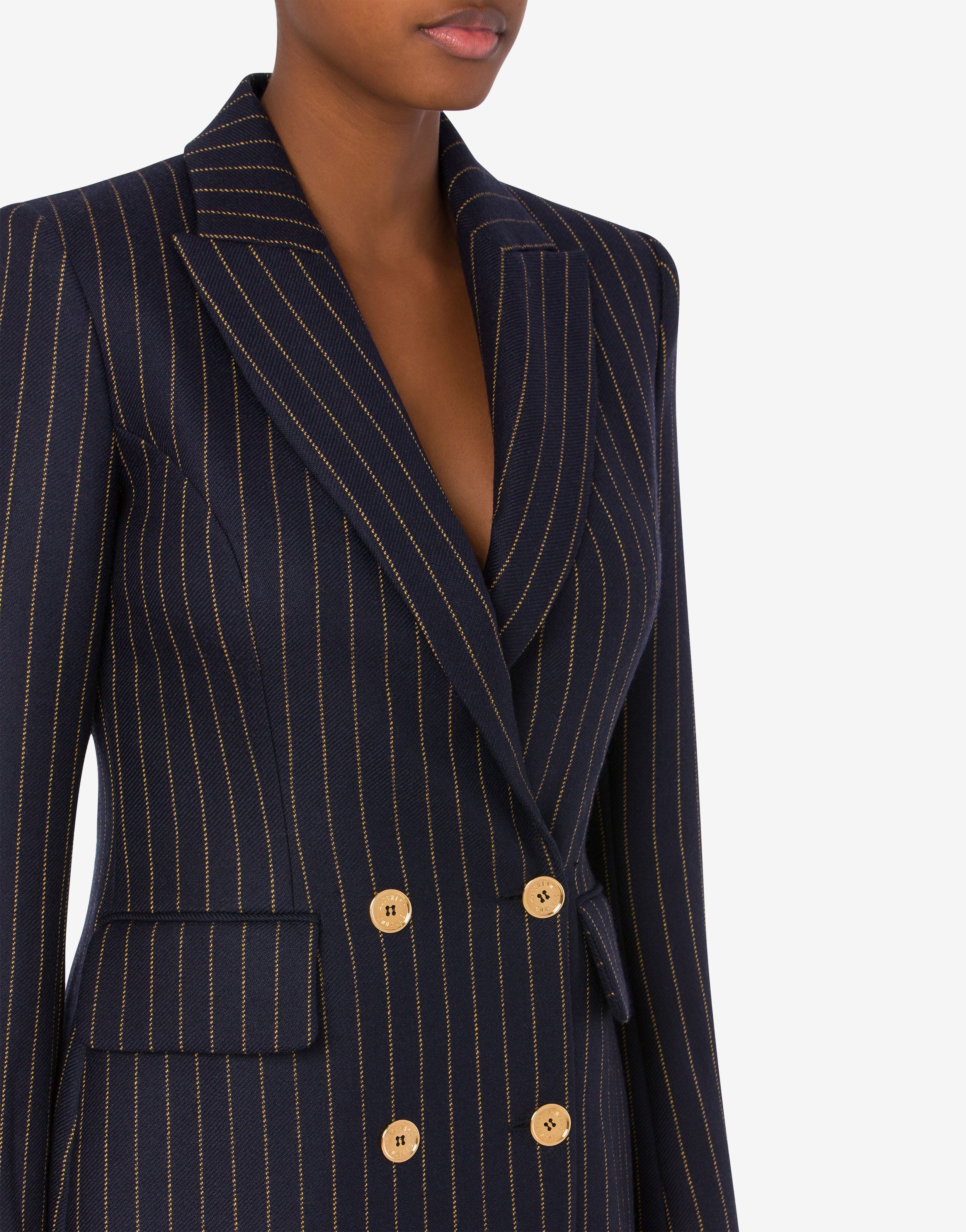 PINSTRIPE ROBE MANTEAU DRESS - 4